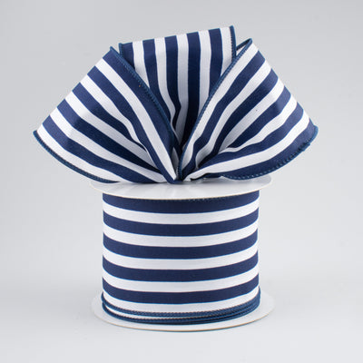2.5" Vertical Stripe Ribbon: Navy Blue & White (10 Yards) Lifestyle Photo