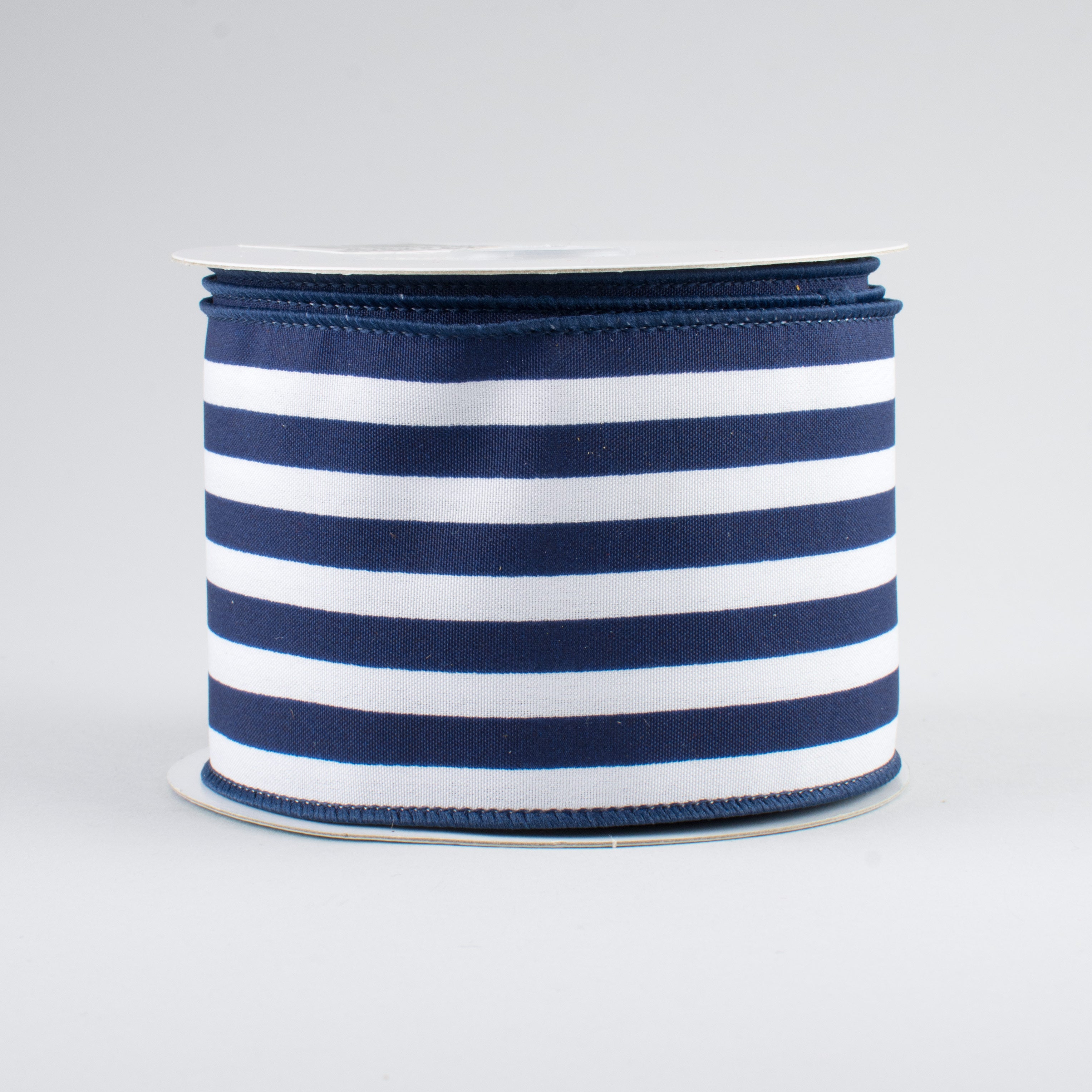 2.5" Vertical Stripe Ribbon: Navy Blue & White (10 Yards)