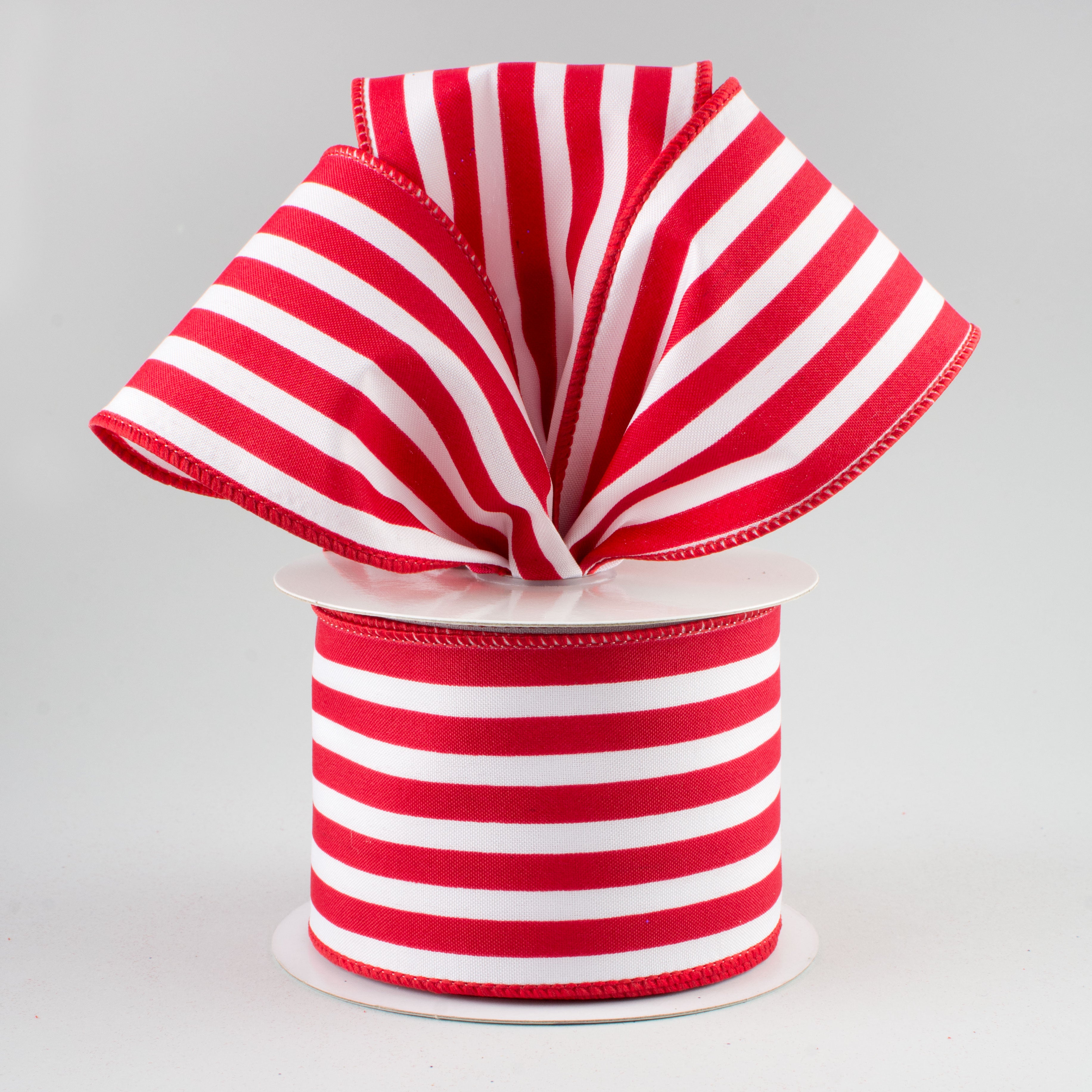 2.5" Vertical Stripe Ribbon: Red & White (10 Yards) Lifestyle Photo