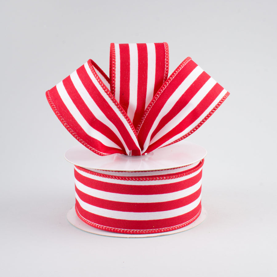 1.5" Vertical Stripe Ribbon: Red & White (10 Yards) Lifestyle Photo