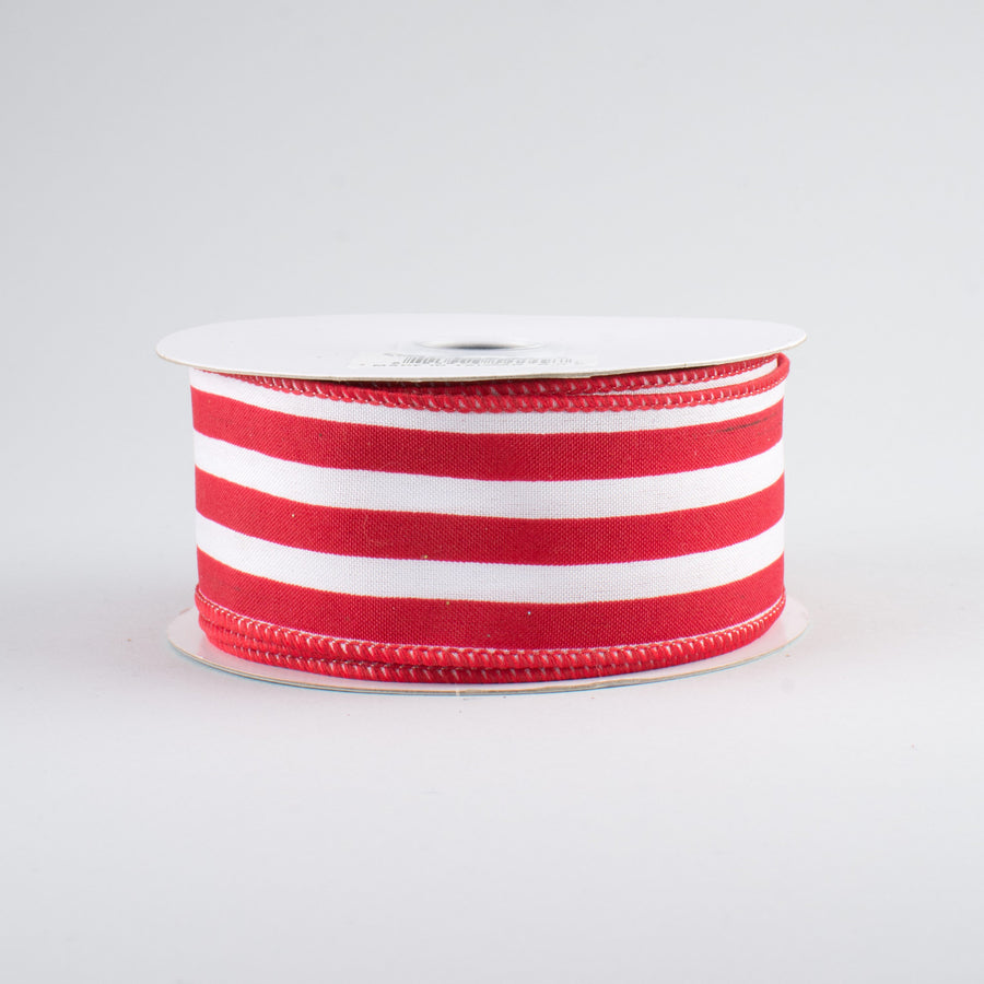 1.5" Vertical Stripe Ribbon: Red & White (10 Yards)