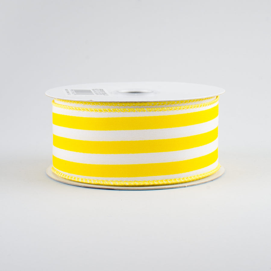 1.5" Vertical Stripe Ribbon: Yellow & White (10 Yards)