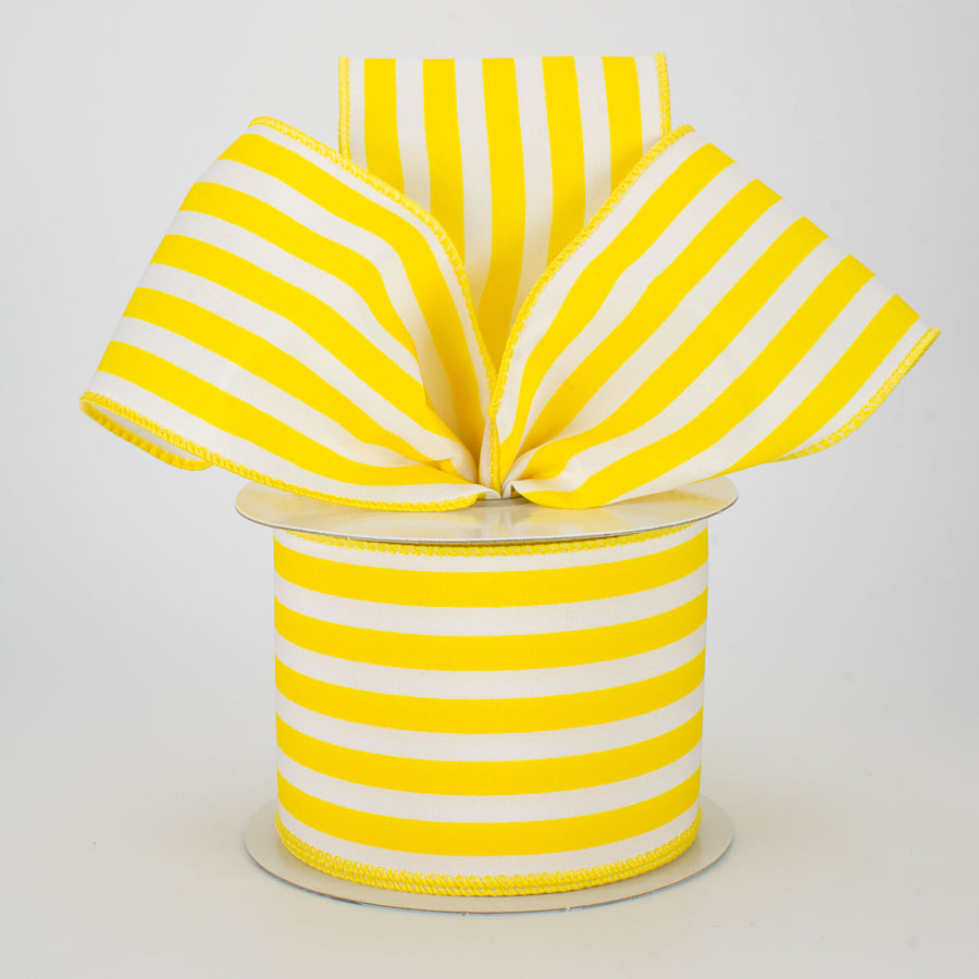 2.5" Vertical Stripe Ribbon: Yellow & White (10 Yards) Lifestyle Photo