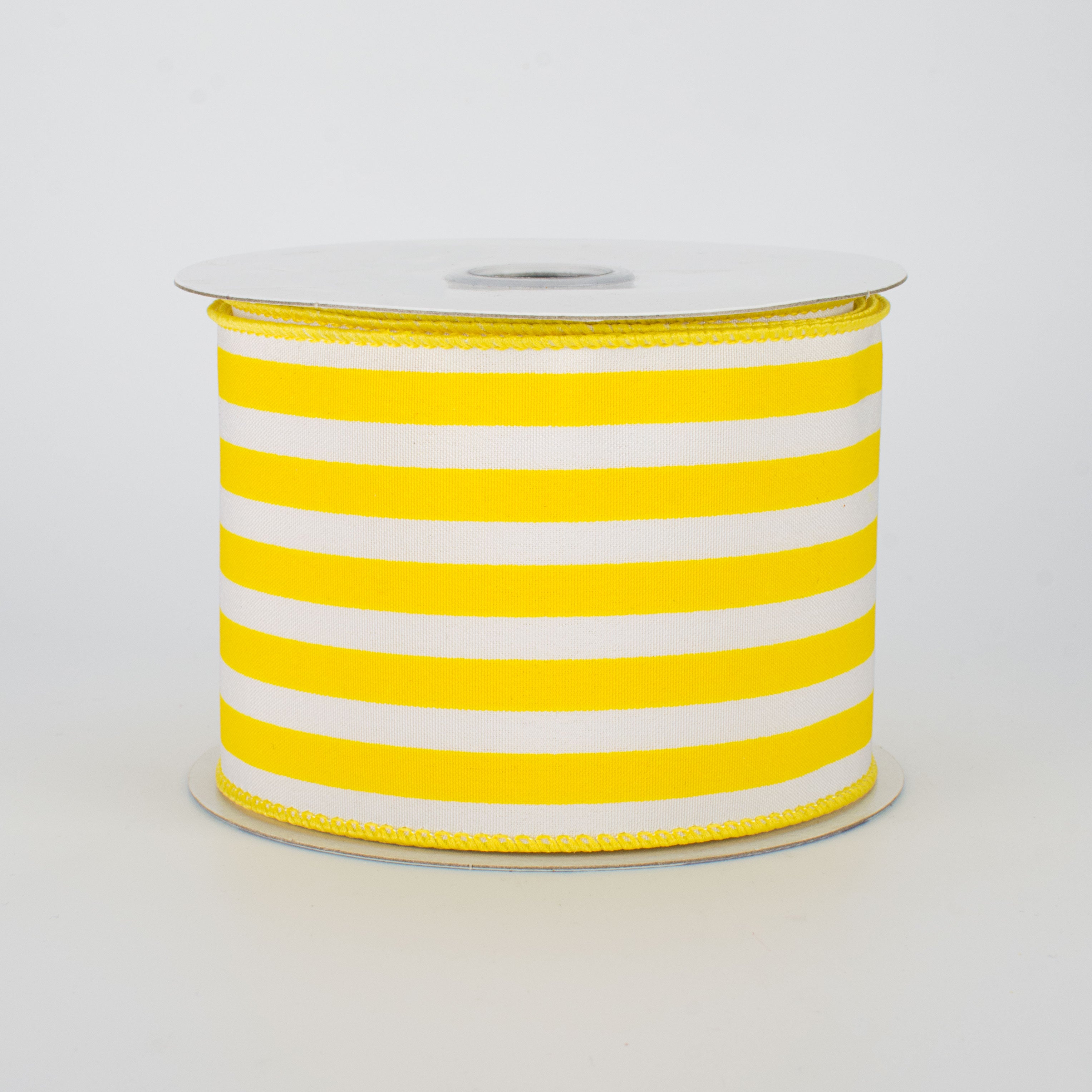 2.5" Vertical Stripe Ribbon: Yellow & White (10 Yards)