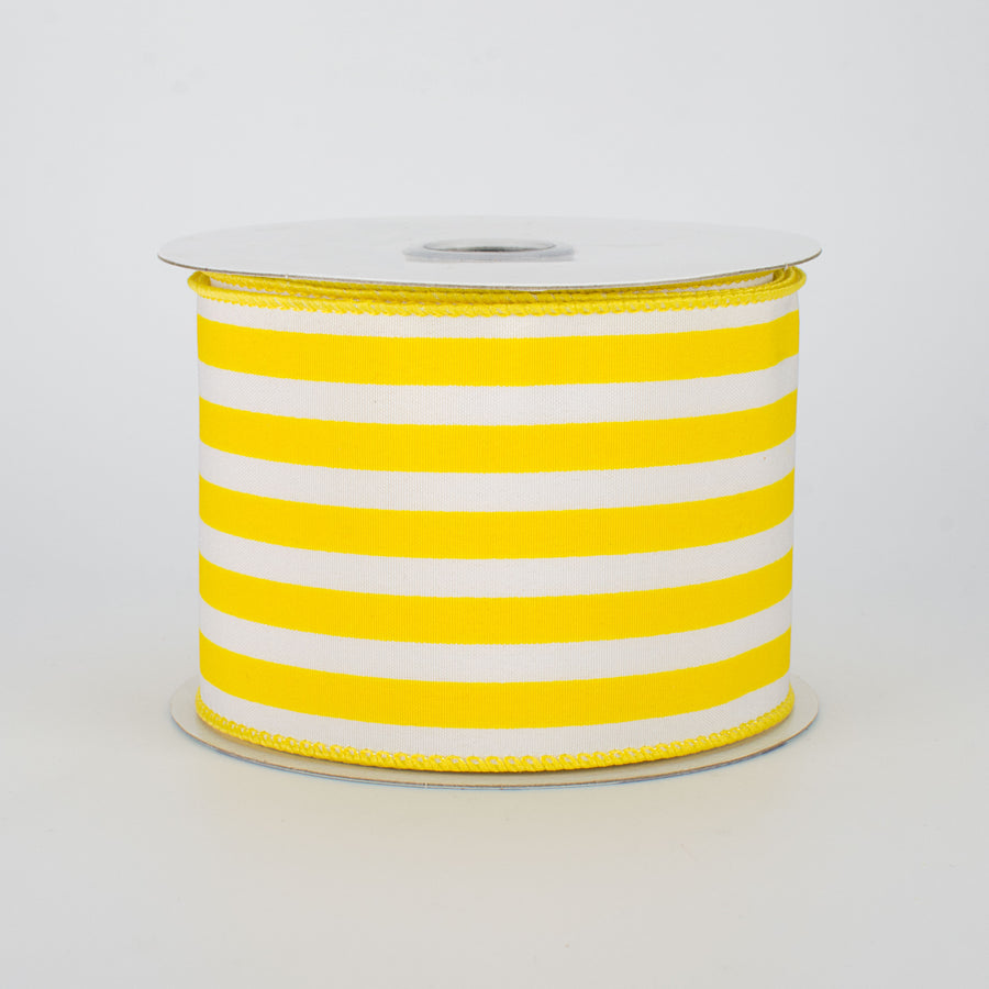 2.5" Vertical Stripe Ribbon: Yellow & White (10 Yards)
