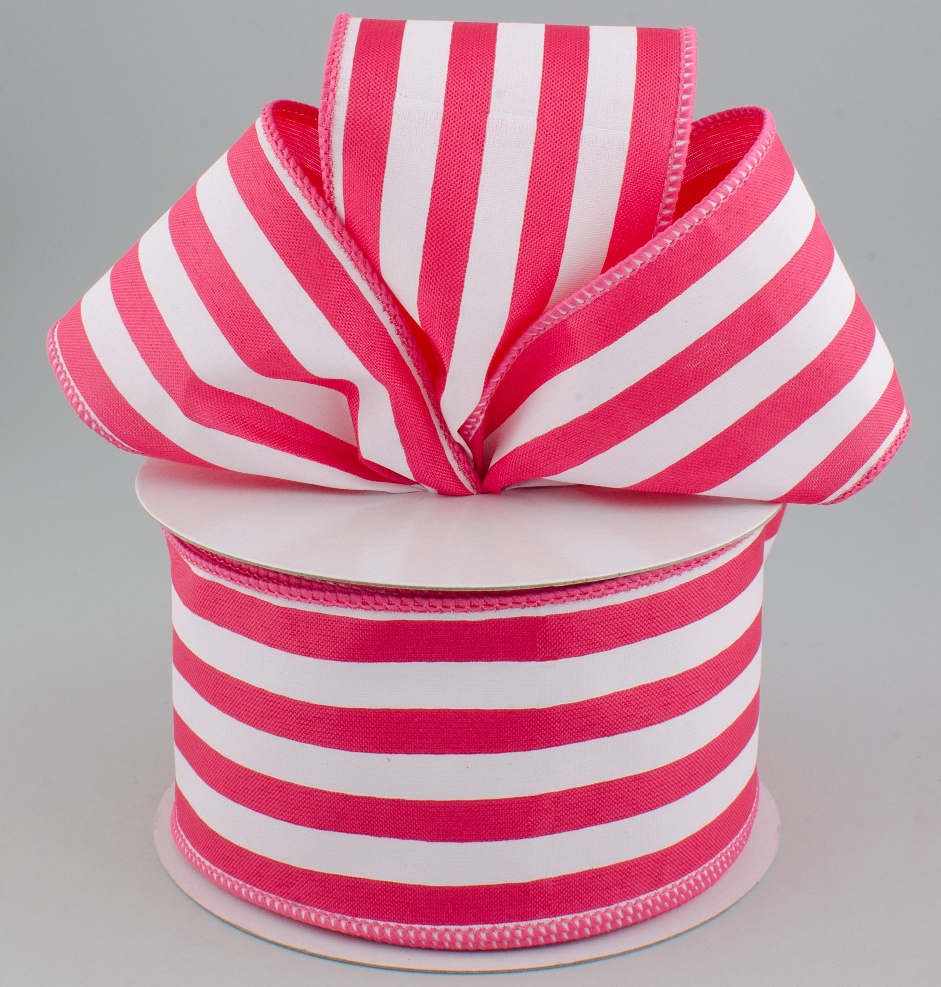 2.5" Vertical Stripe Satin Ribbon: Fuchsia & White (10 Yards) Lifestyle Photo