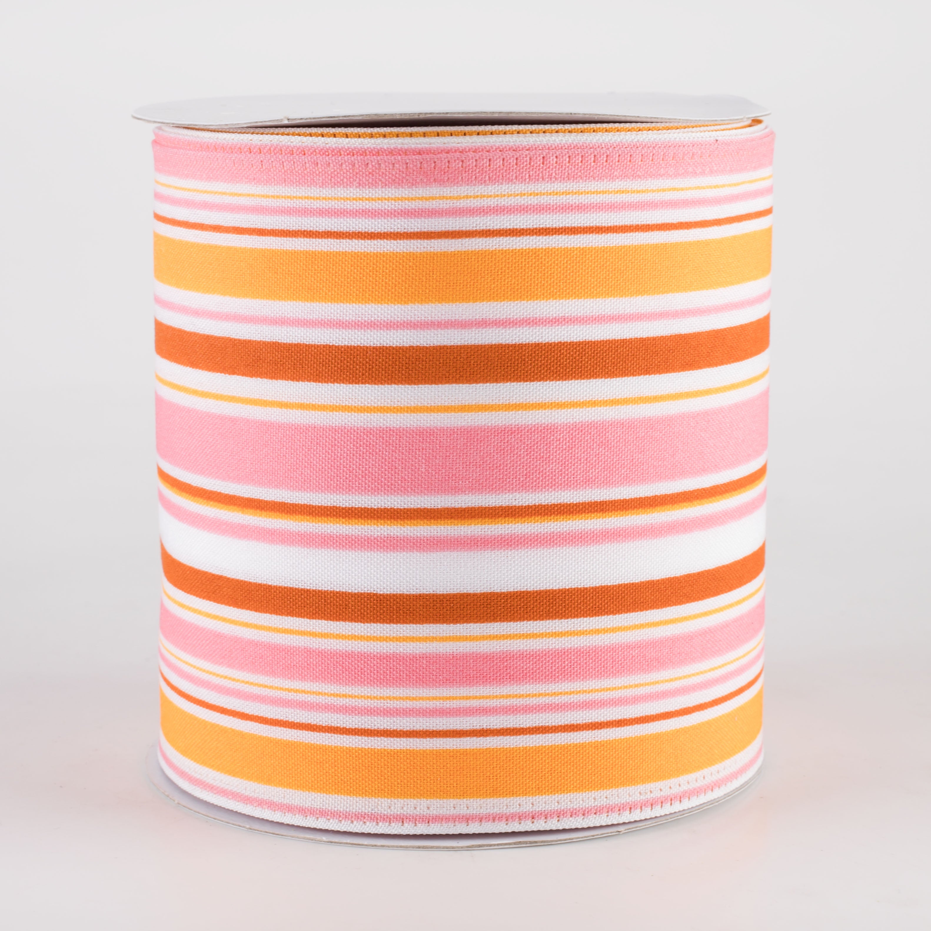 4" Vertical Stripes Ribbon: Pink, Orange & Rust (10 Yards) Item Number: 65431-04-03