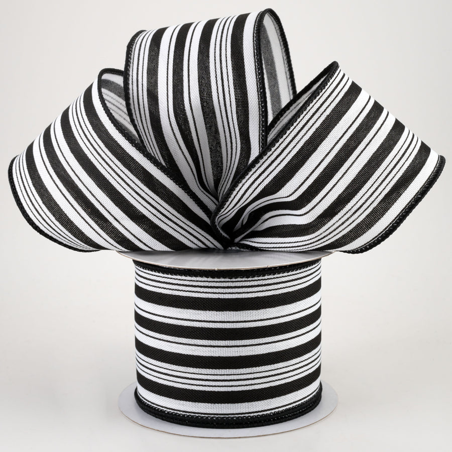 2.5" Vertical Ticking Stripe Ribbon: White & Black (10 Yards) Lifestyle Photo