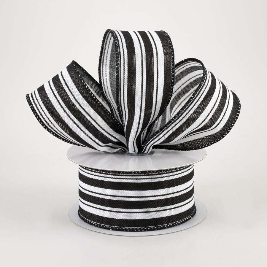 1.5" Vertical Ticking Stripe Ribbon: White & Black (10 Yards) Lifestyle Photo