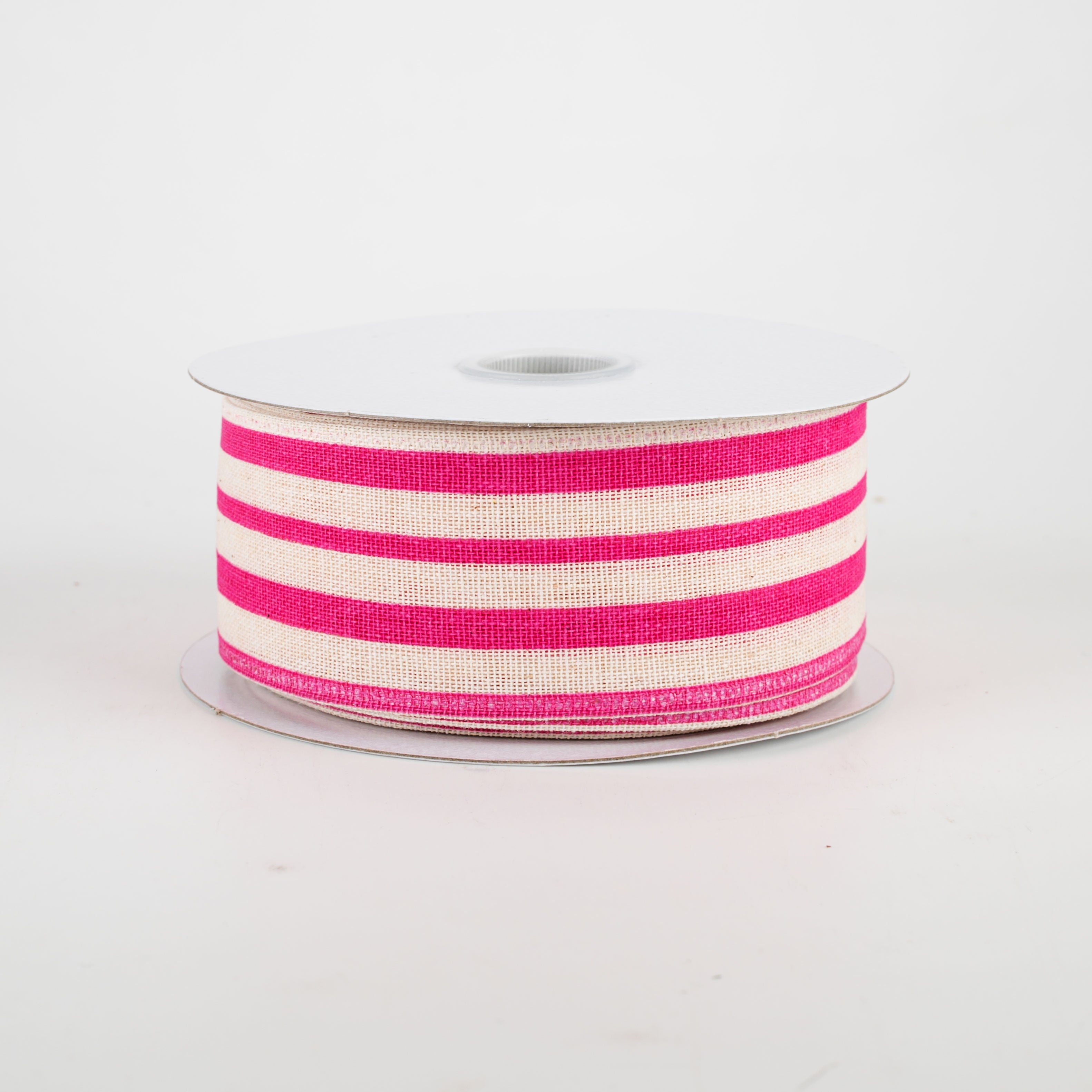 1.5" Vertical Variated Stripes Ribbon: Ivory & Pink (10 Yards)