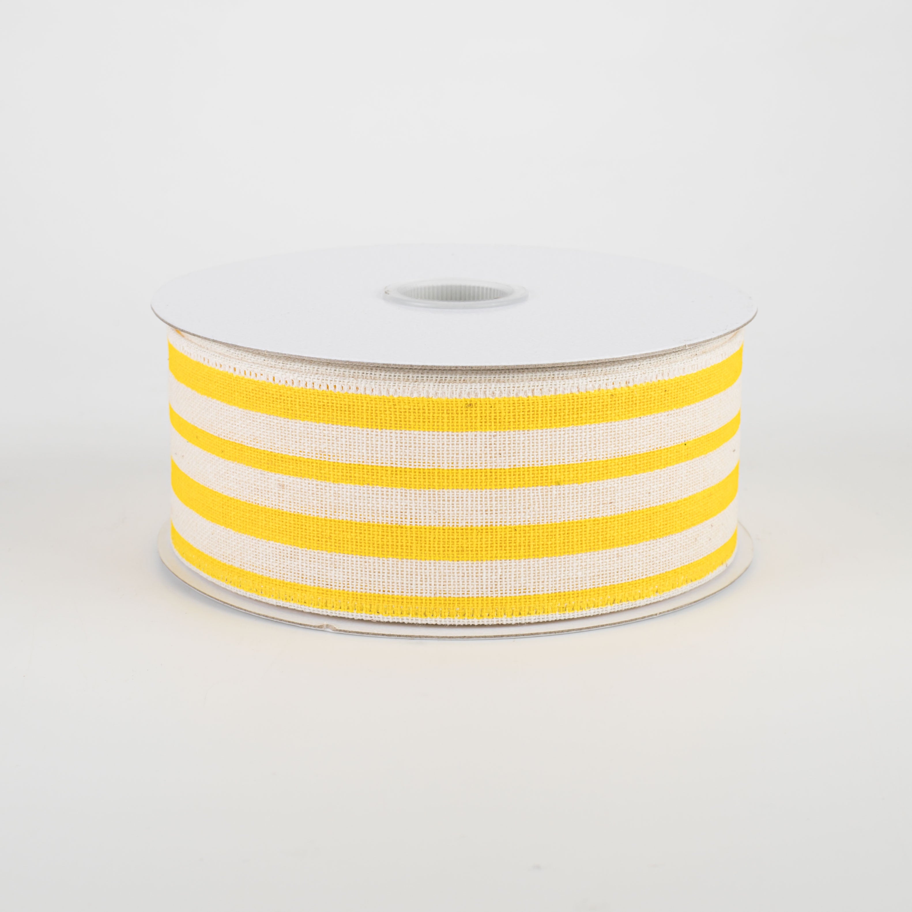 1.5" Vertical Variated Stripes Ribbon: Ivory & Yellow (10 Yards)