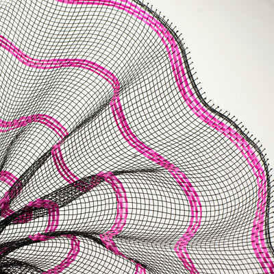 10" Vertical Wide Stripe Mesh: Black & Hot Pink Lifestyle Photo