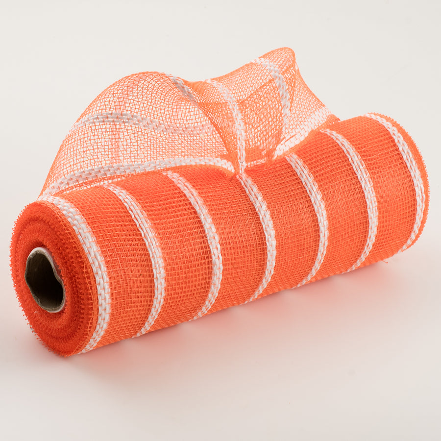 10" Vertical Wide Stripe Mesh: Orange & White Item Number: RE8903JJ