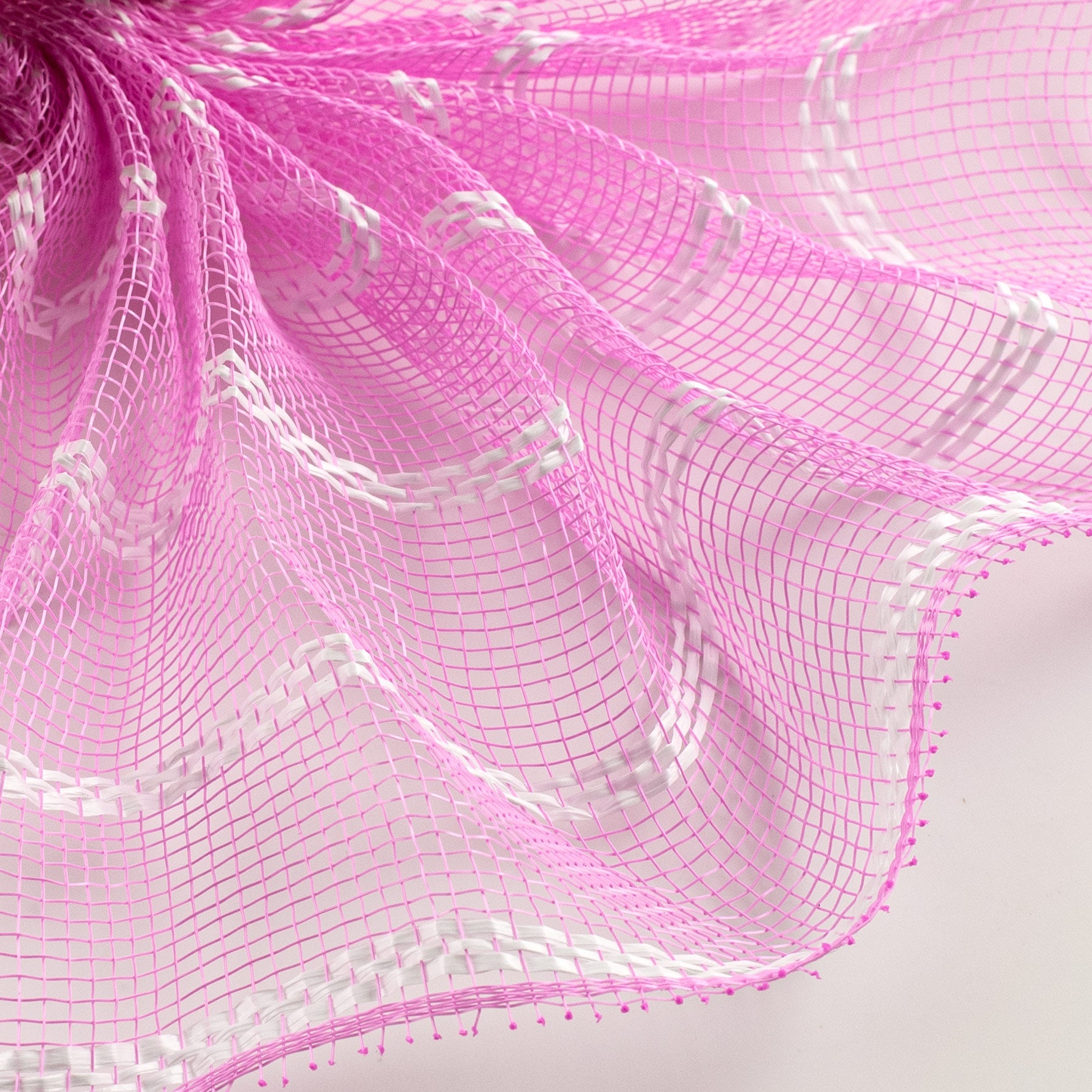10" Vertical Wide Stripe Mesh: Pink & White Lifestyle Photo
