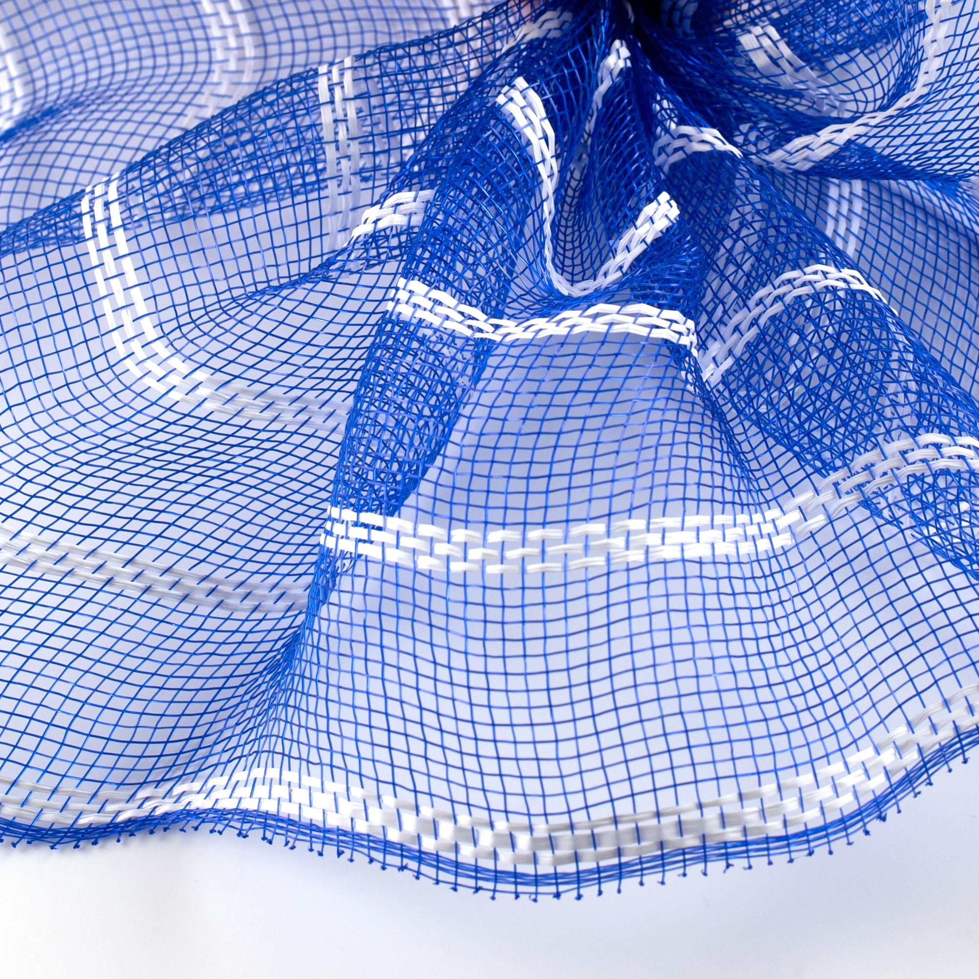 10" Vertical Wide Stripe Mesh: Royal Blue & White Lifestyle Photo