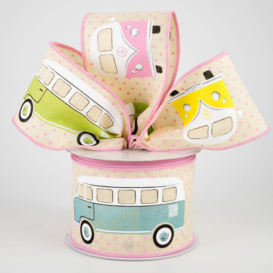 2.5" Vintage Bus Ribbon: Cream (10 Yards) Lifestyle Photo
