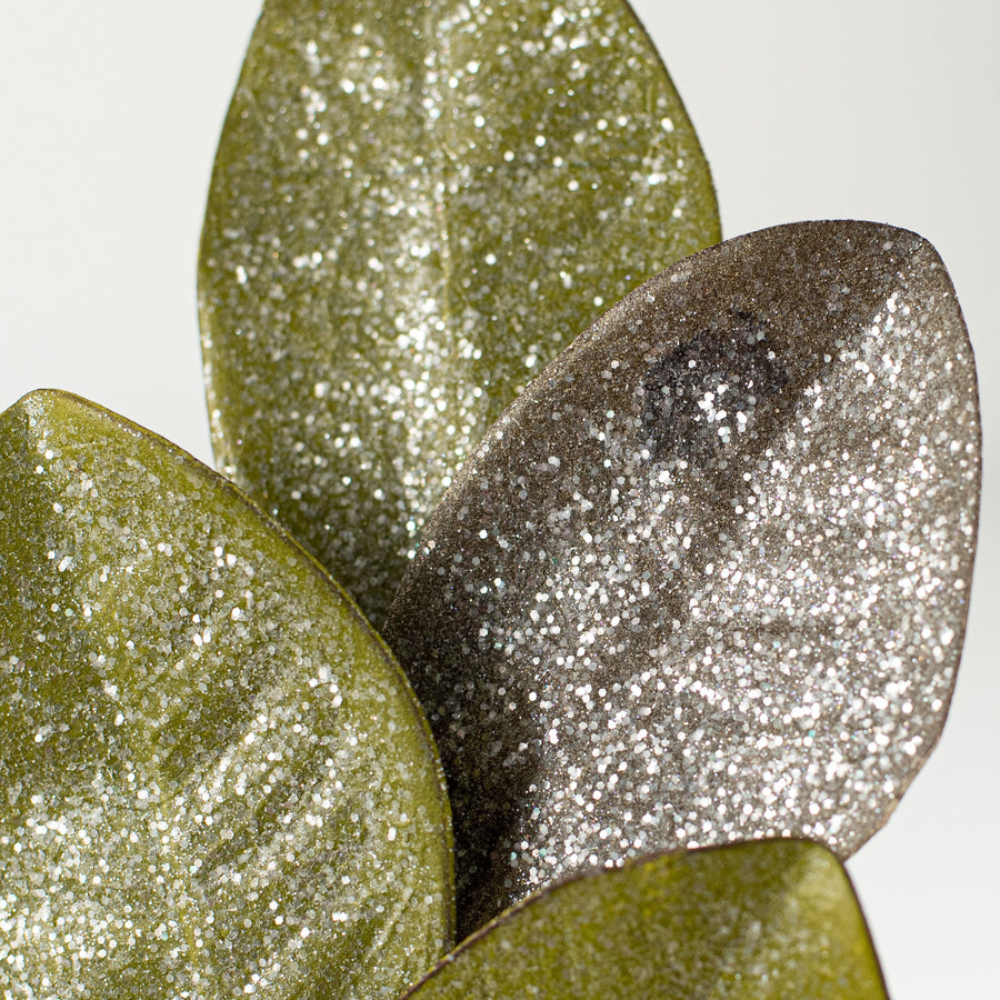 20" Vintage Glitter Magnolia Leaves Pick Lifestyle Photo