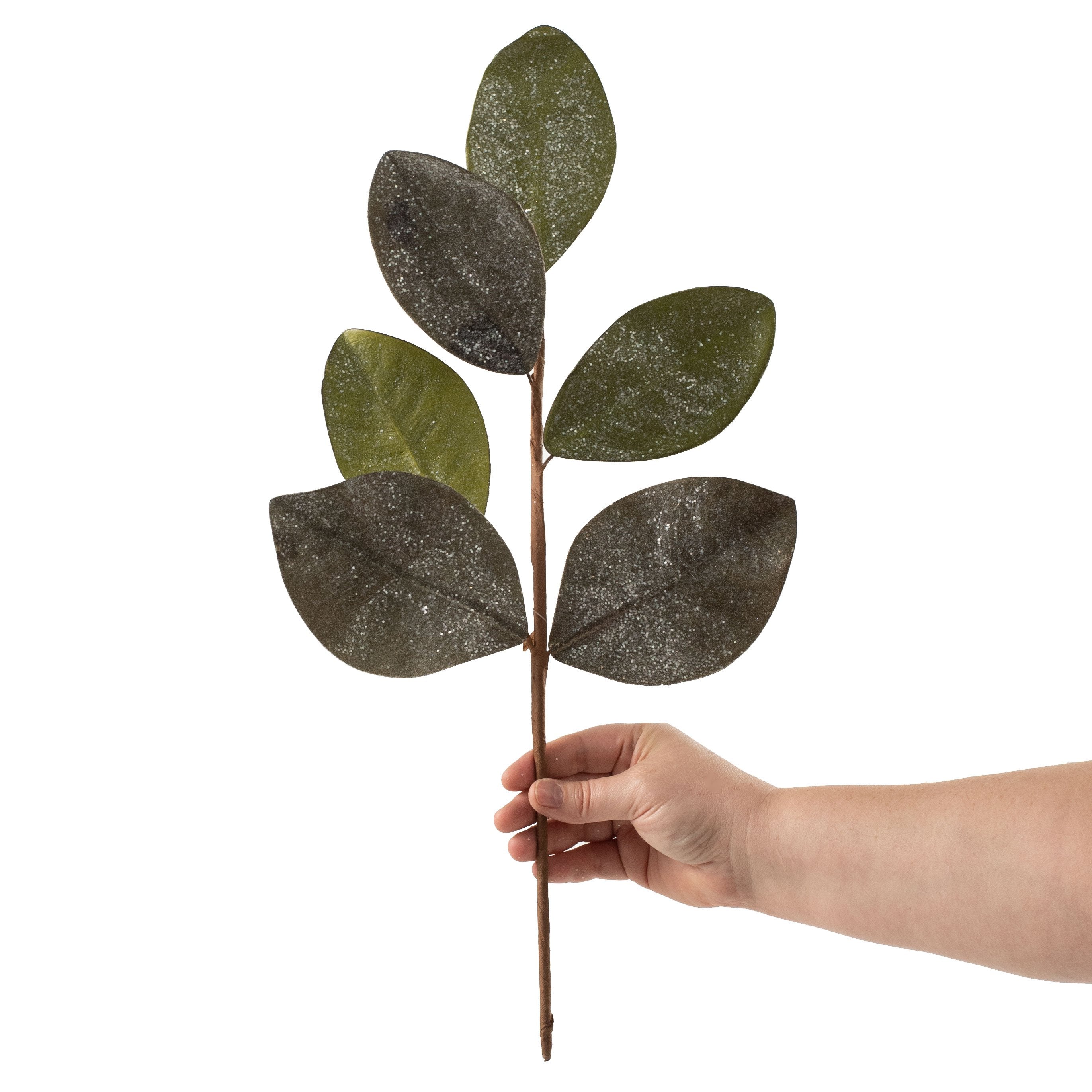 20" Vintage Glitter Magnolia Leaves Pick detail photo 3