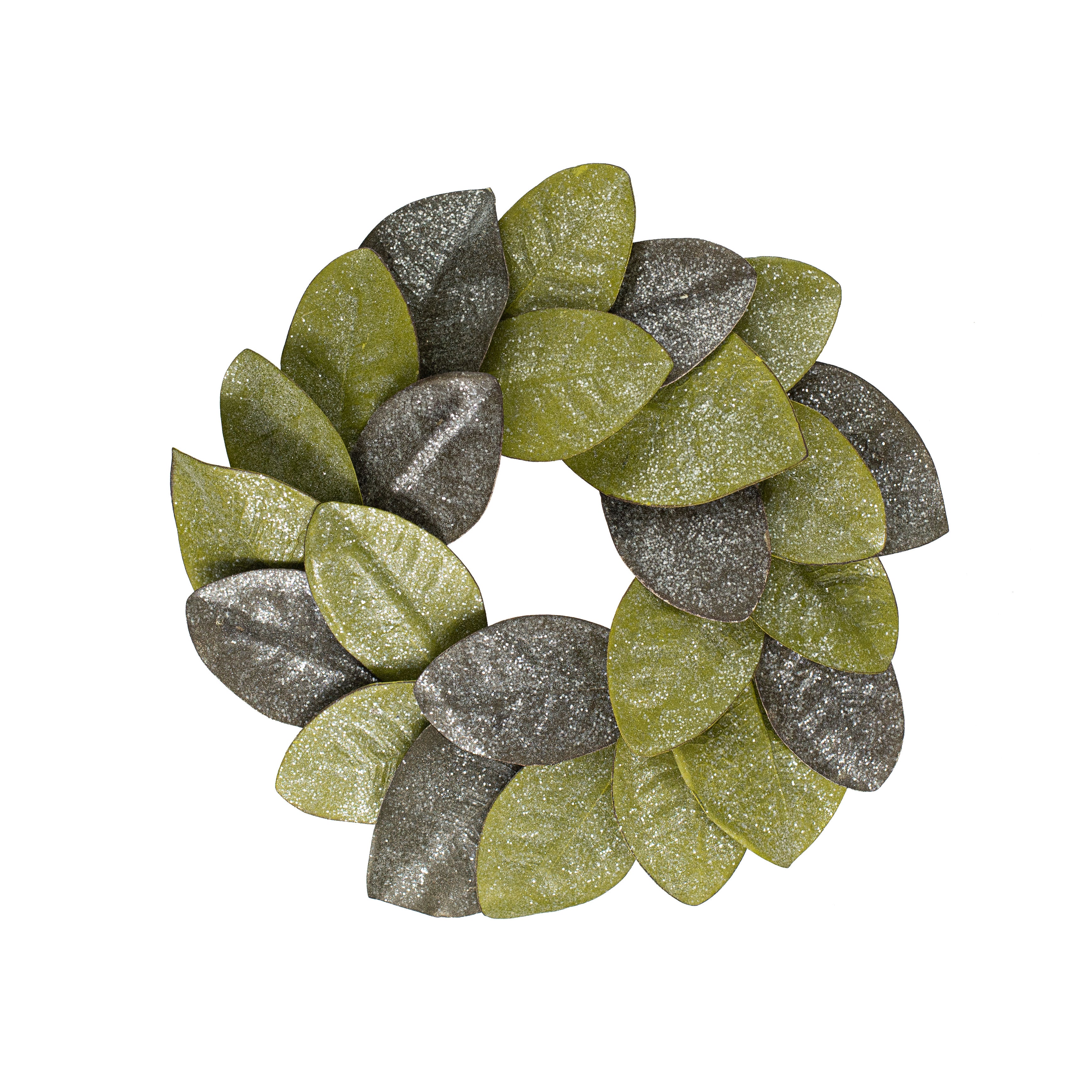 16" Vintage Glitter Magnolia Leaves Wreath Item Number: ISB73132