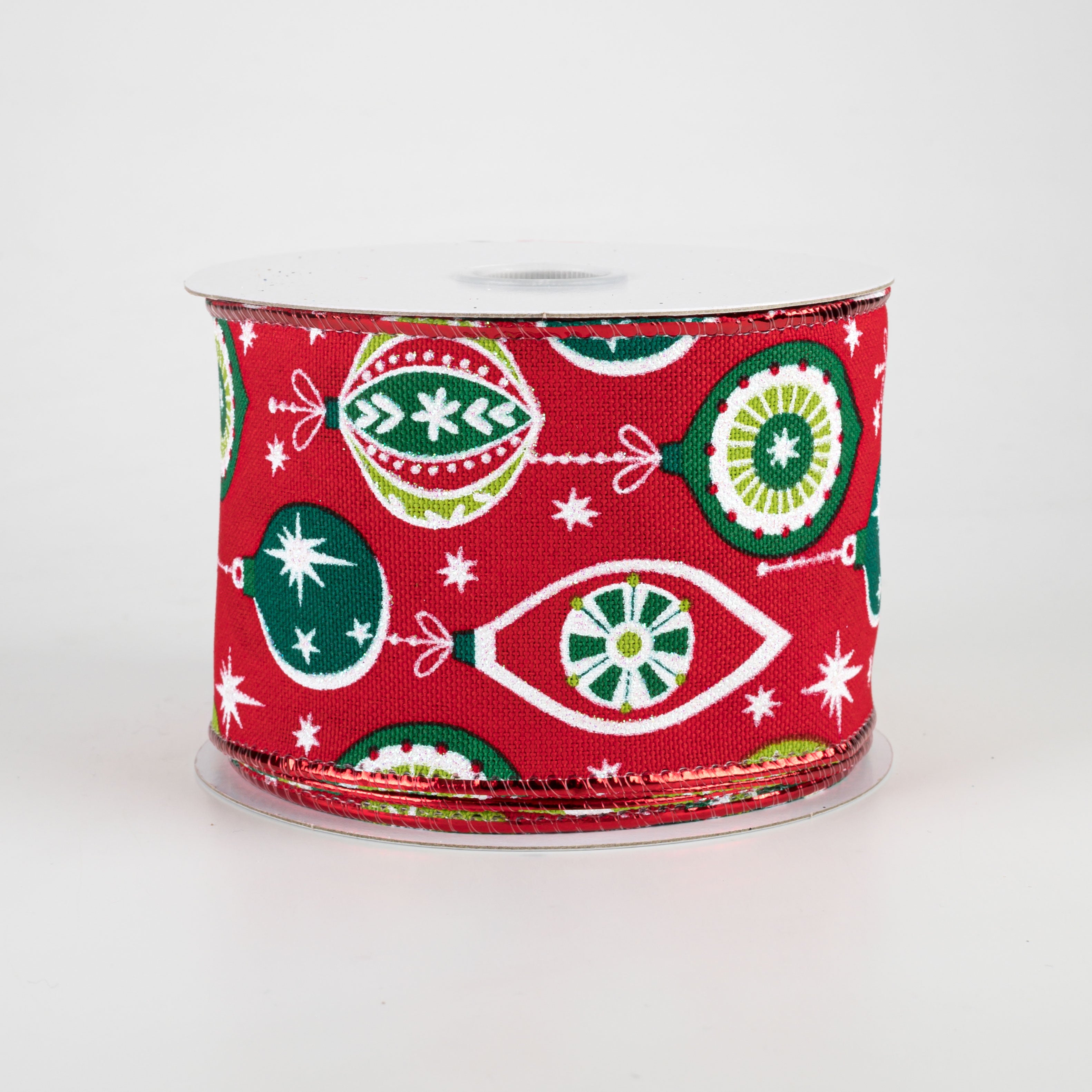 2.5" Vintage Holiday Ornament Ribbon: Red, Emerald, Lime (10 Yards) Item Number: 71012-40-17
