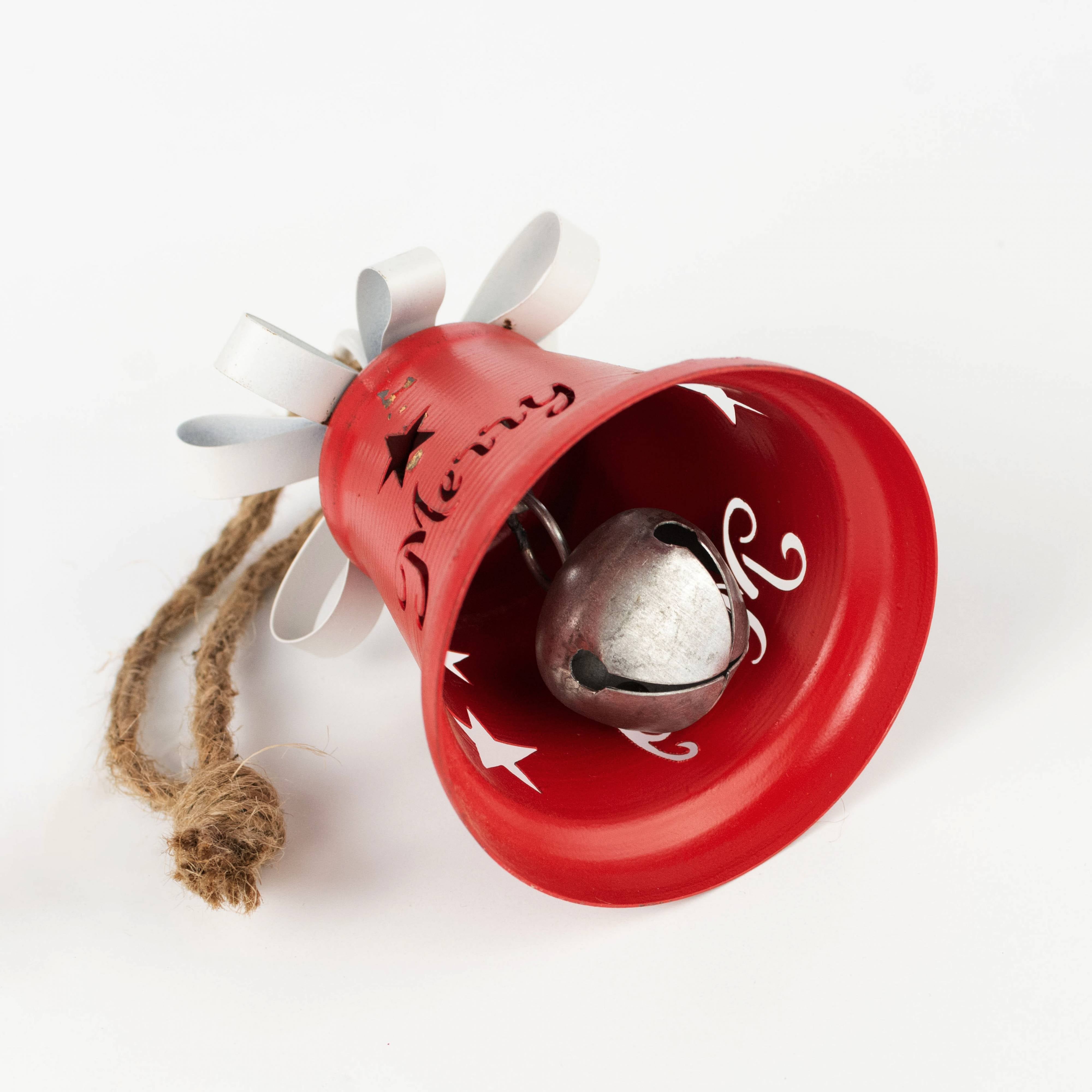 5" Vintage Merry Liberty Bell Ornament: Red detail photo 4