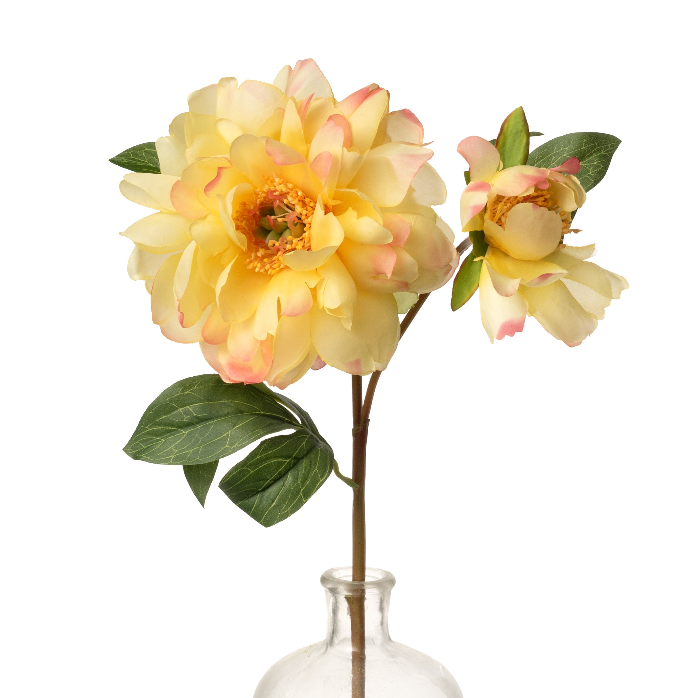 22" Vintage Peony Spray: Yellow & Pink Item Number: HSP619-YE/LT