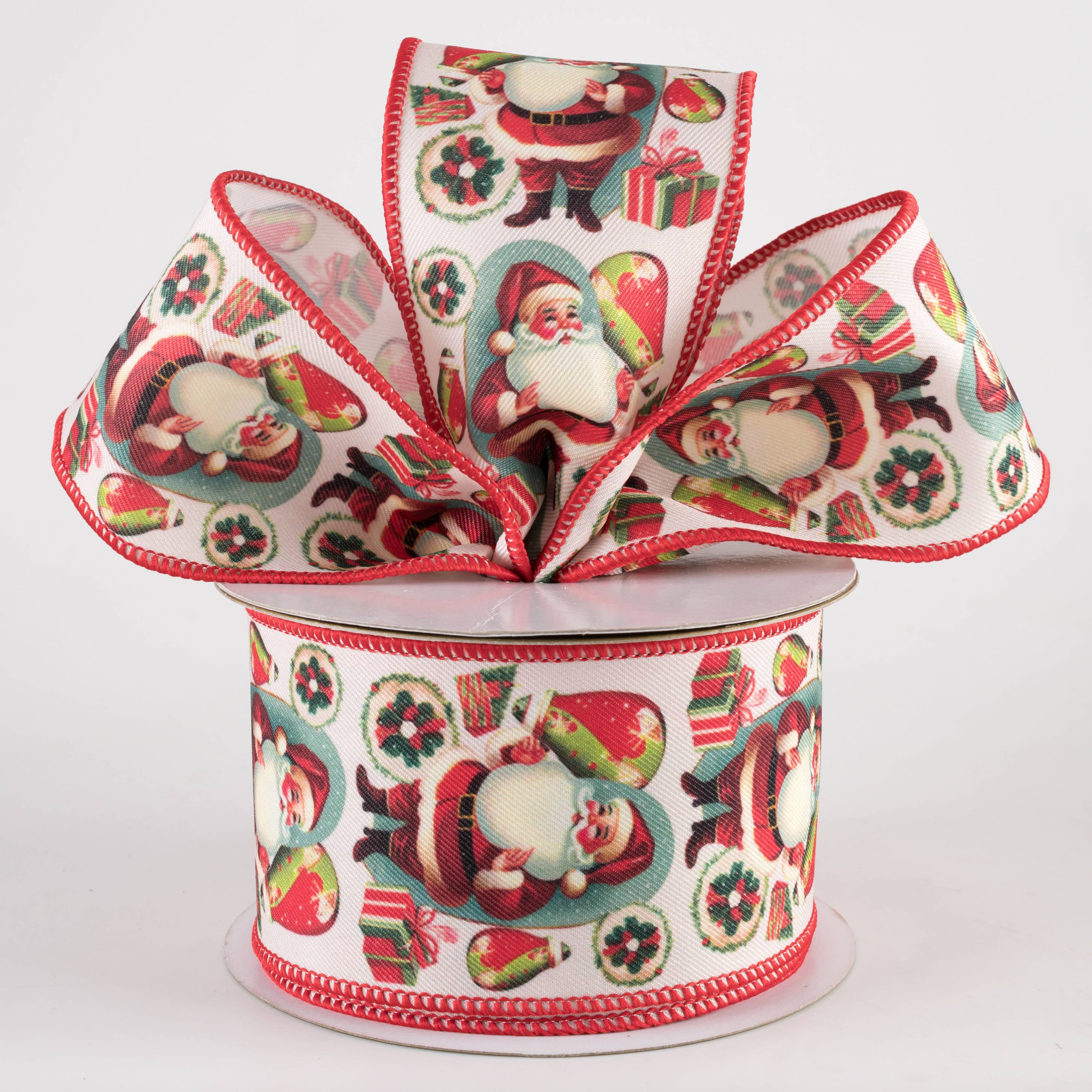 2.5" Vintage Santa Ribbon (10 Yards) Lifestyle Photo