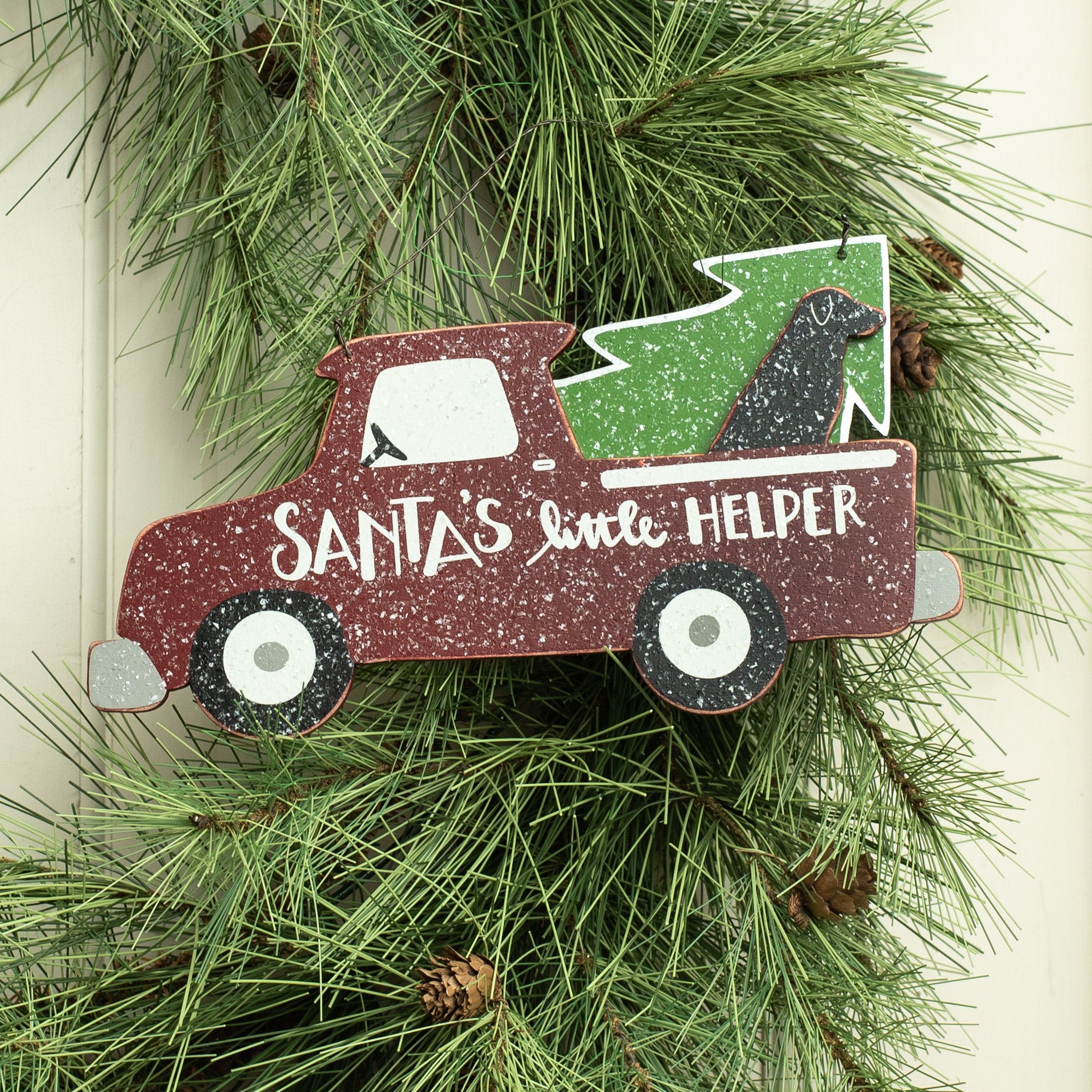 10" Vintage Truck With Dog Sign Lifestyle Photo