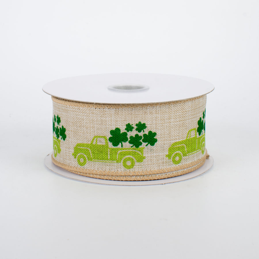 1.5" Vintage Truck Ribbon: St. Patrick's Day (10 Yards)