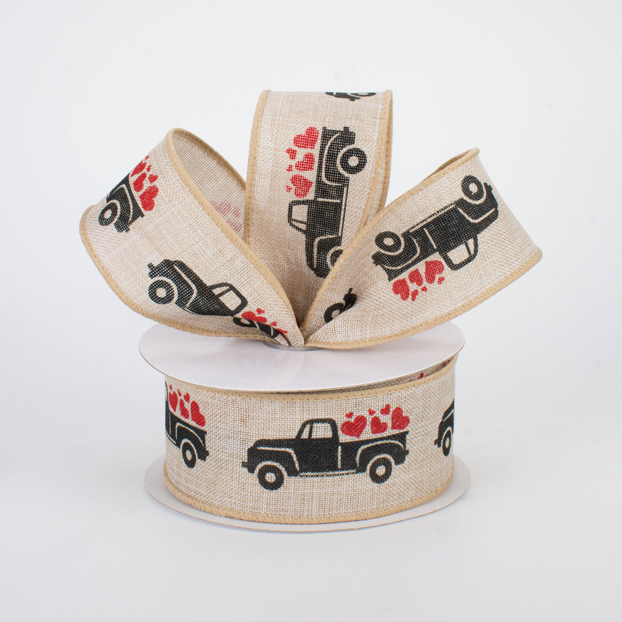 1.5" Vintage Truck Ribbon: Valentine's Day (10 Yards) Lifestyle Photo