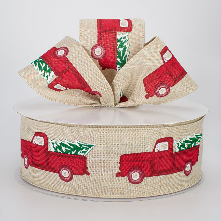 2.5" Vintage Truck With Tree Ribbon: Light Natural (50 Yards) Lifestyle Photo