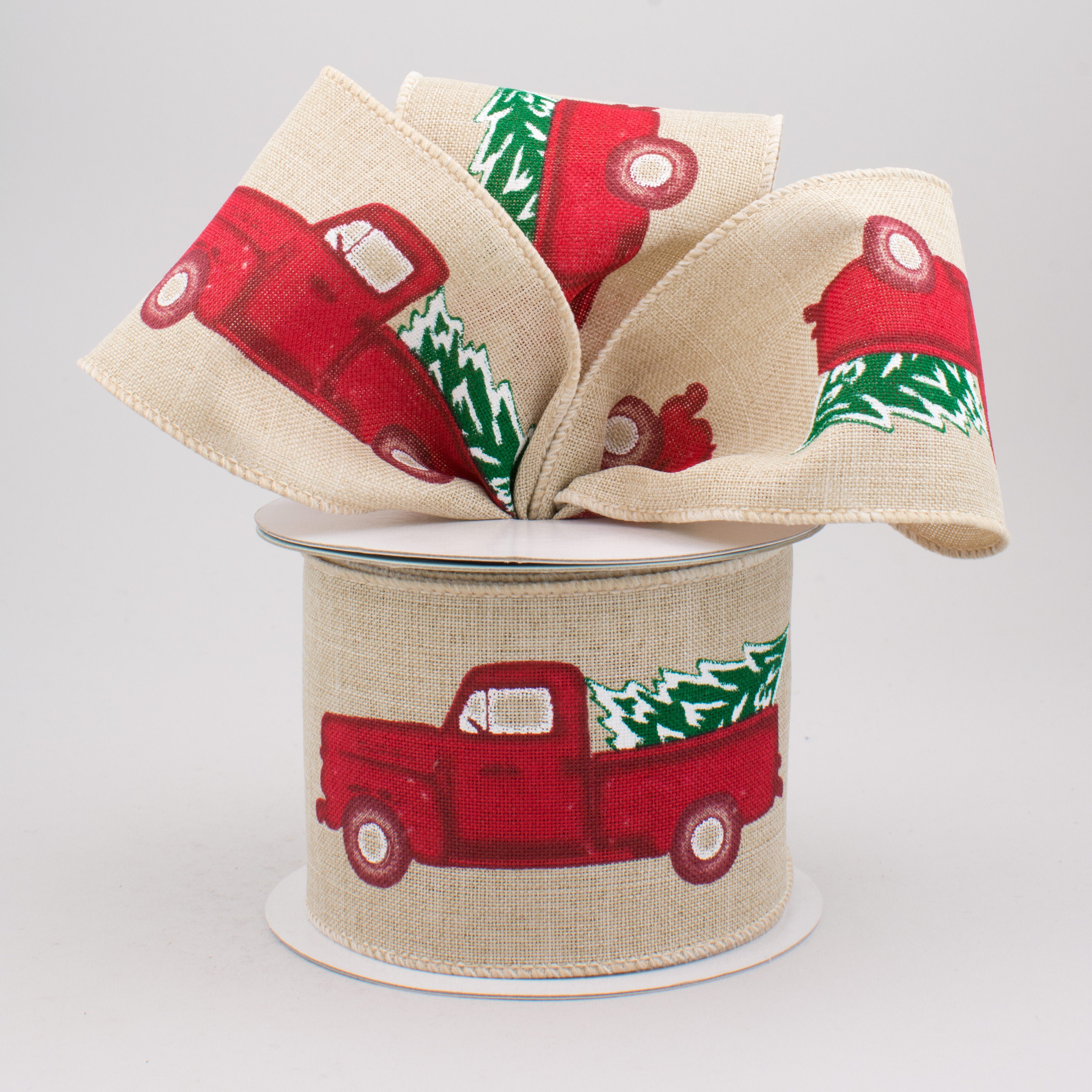 2.5" Vintage Truck with Tree Ribbon: Light Natural (10 Yards) Lifestyle Photo