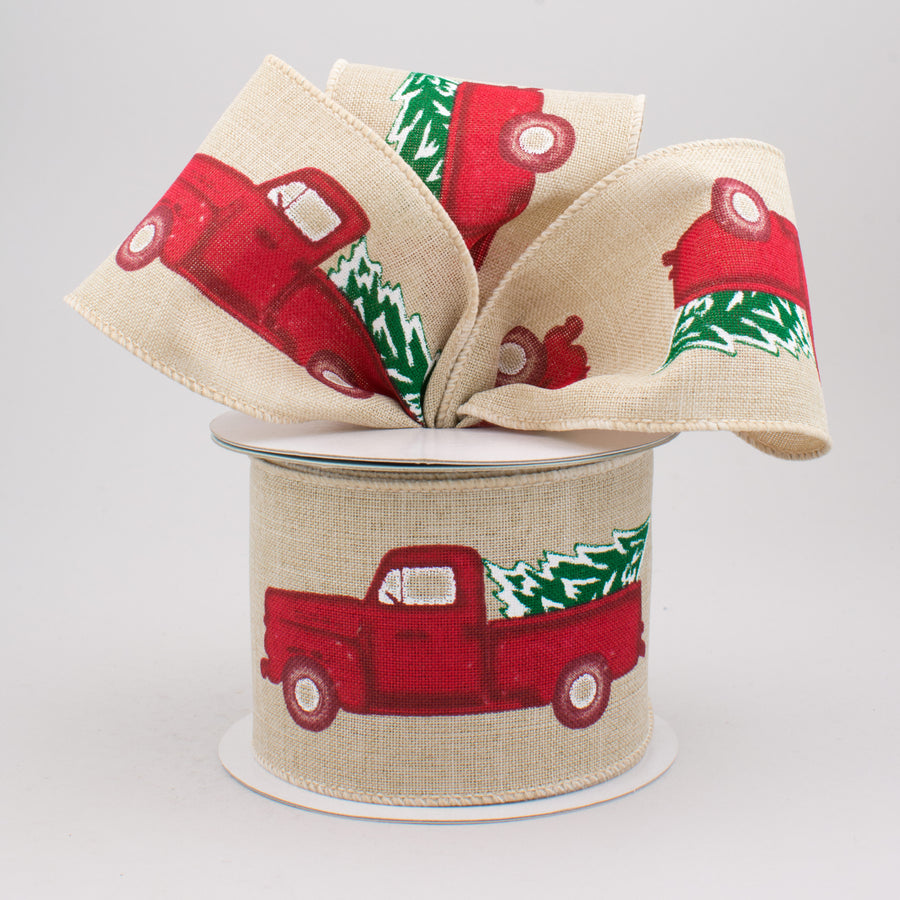 2.5" Vintage Truck with Tree Ribbon: Light Natural (10 Yards) Lifestyle Photo