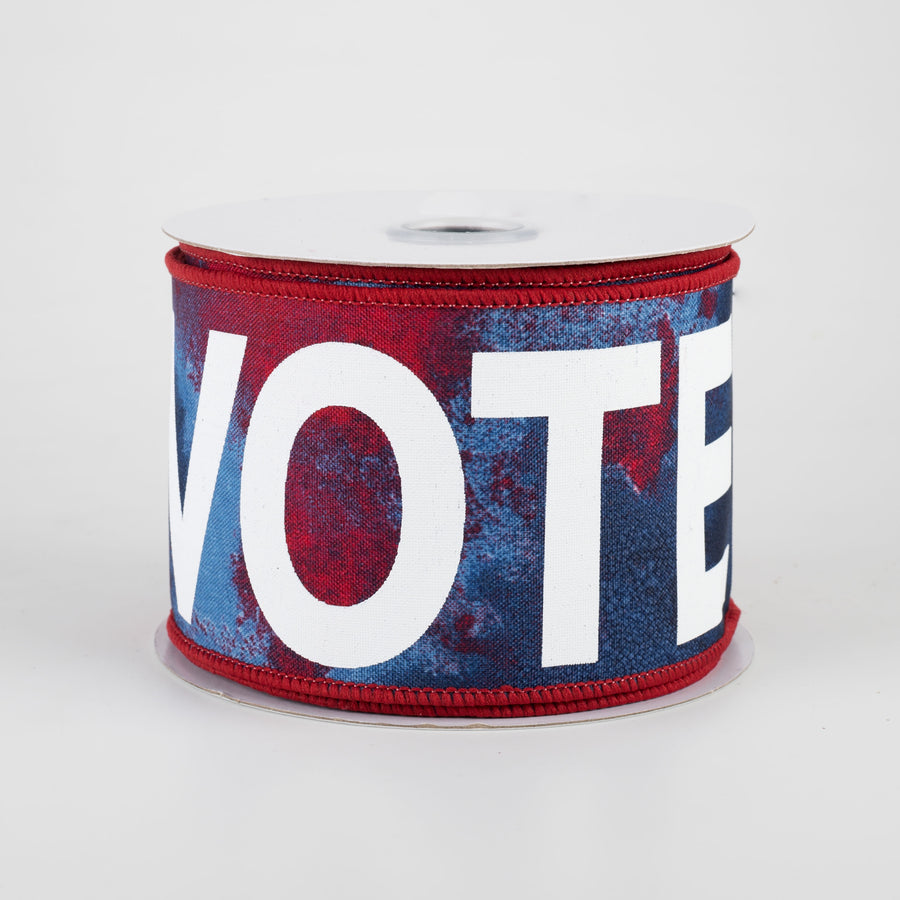 2.5" Vote Ribbon: Red & Blue Watercolor Blend (10 Yards)
