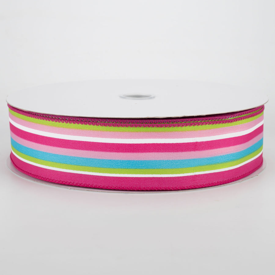 1.5" Walla Stripes Ribbon: Pink, Blue, Green (50 Yards)