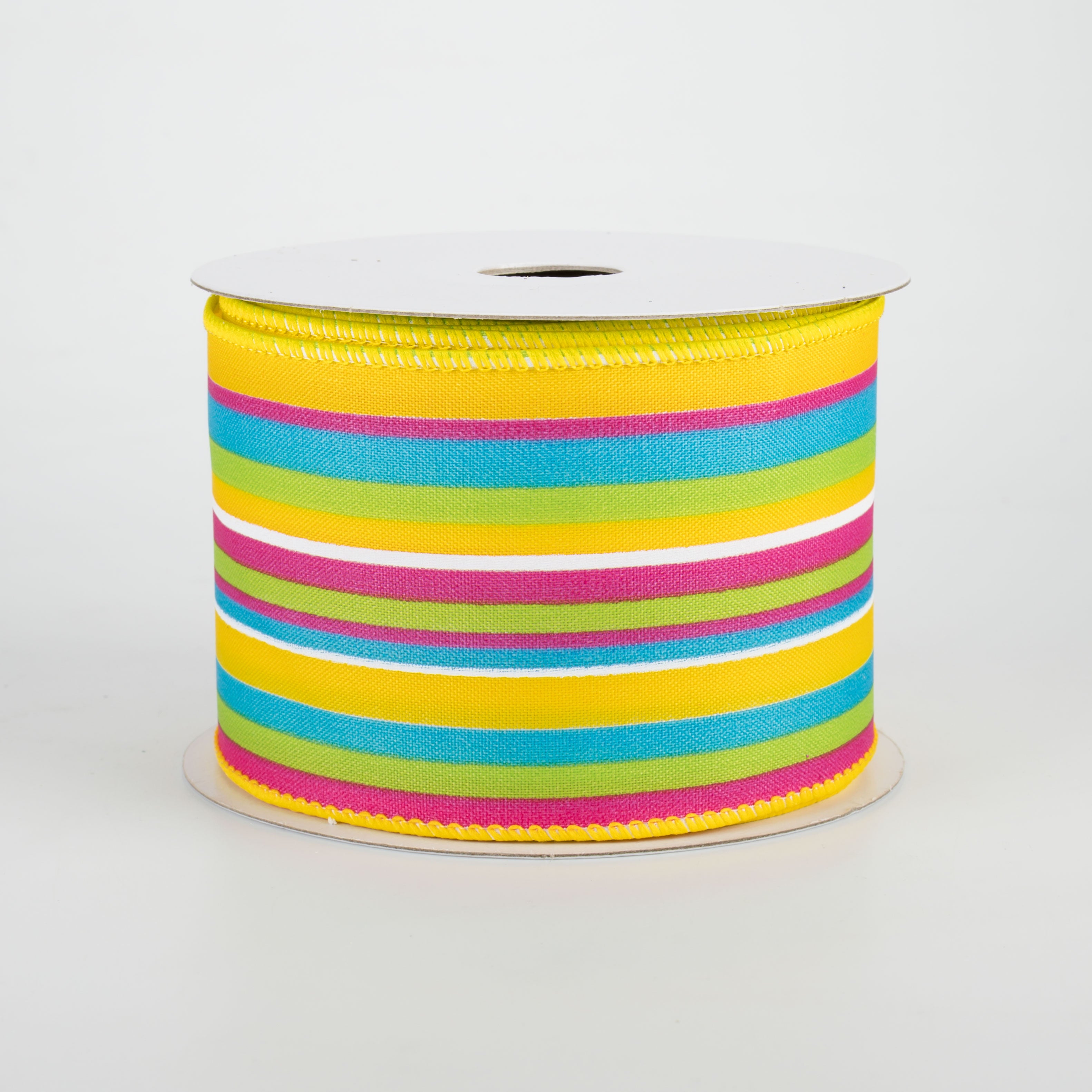 2.5" Walla Stripes Ribbon: Yellow, Fuchsia, Lime, Turquoise (10 Yards)