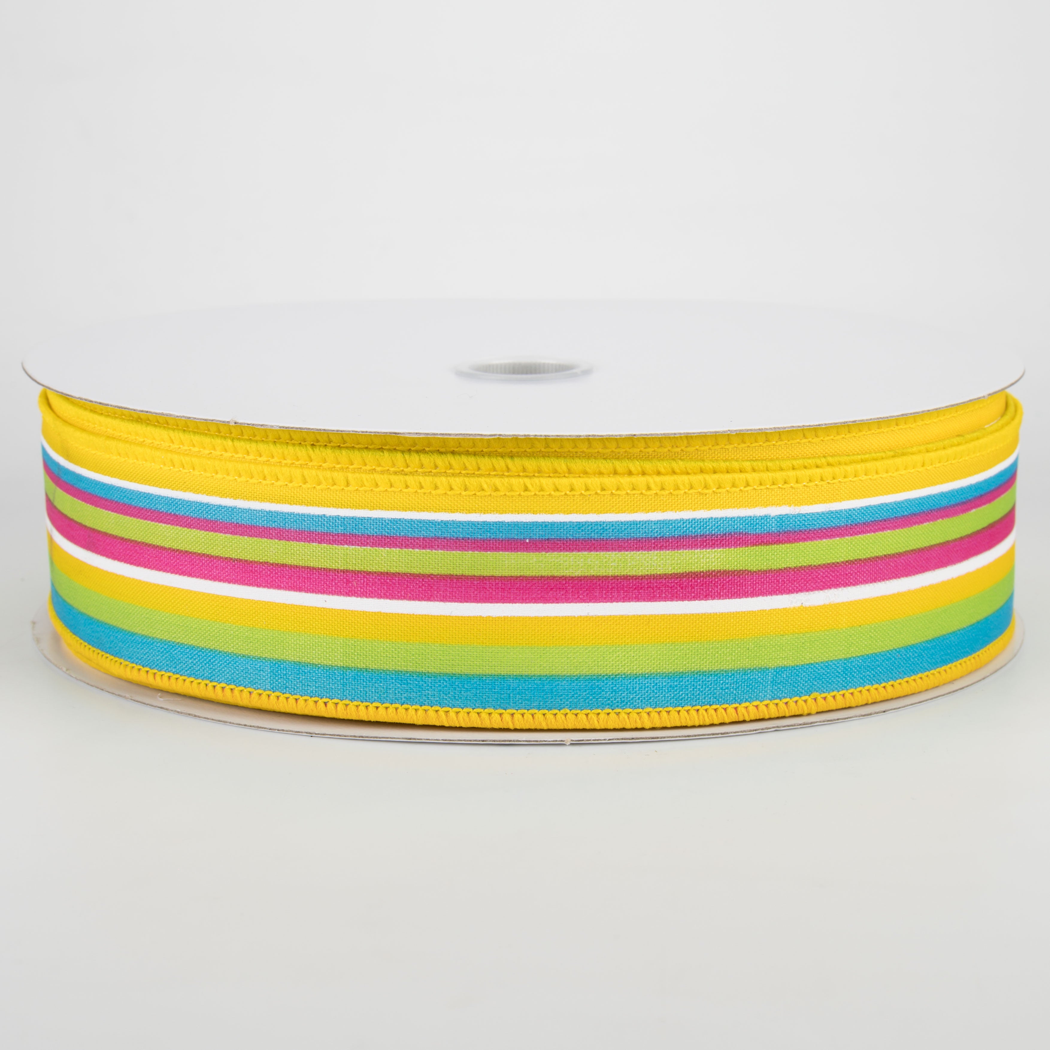 1.5" Walla Stripes Ribbon: Yellow, Fuchsia, Lime, Turquoise (50 Yards) Item Number: 841-09-011