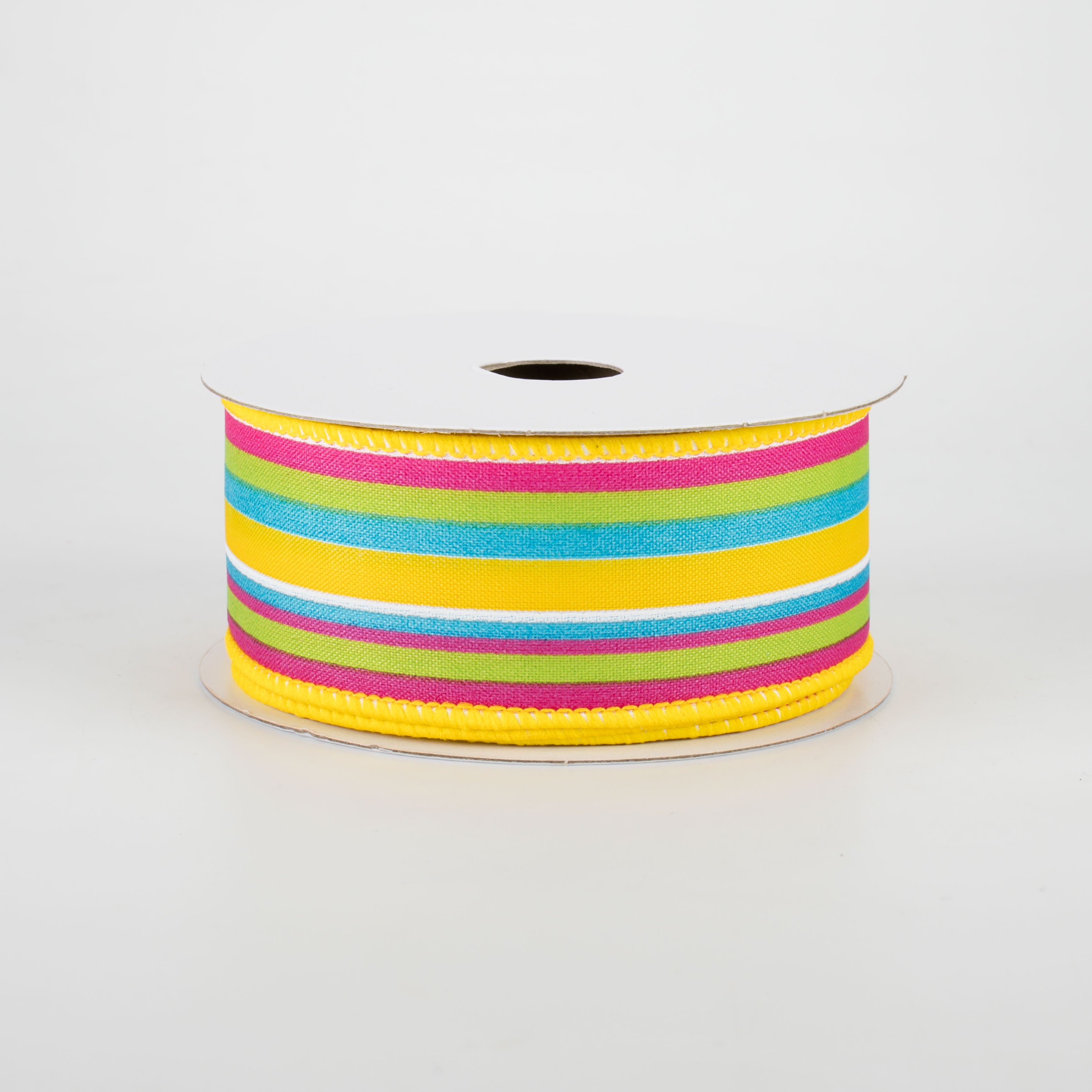 1.5" Walla Stripes Ribbon: Yellow, Fuchsia, Lime, Turquoise (10 Yards)