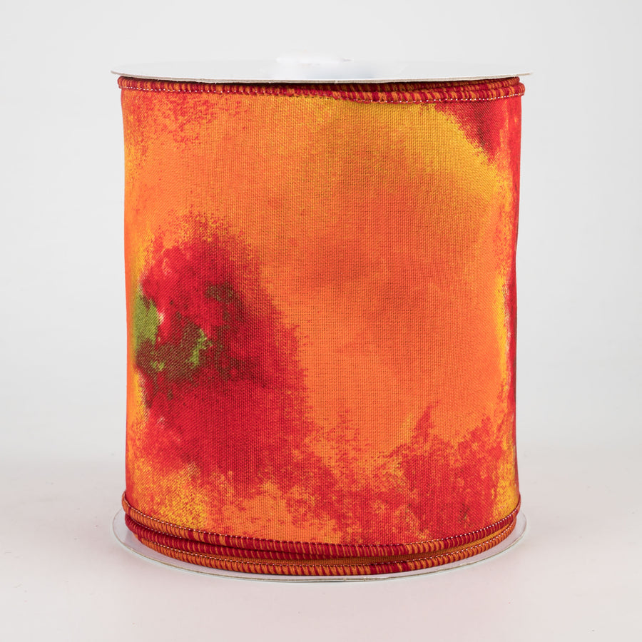 4" Watercolor Blend Ribbon: Mustard, Orange, Rust, Moss (10 Yards)