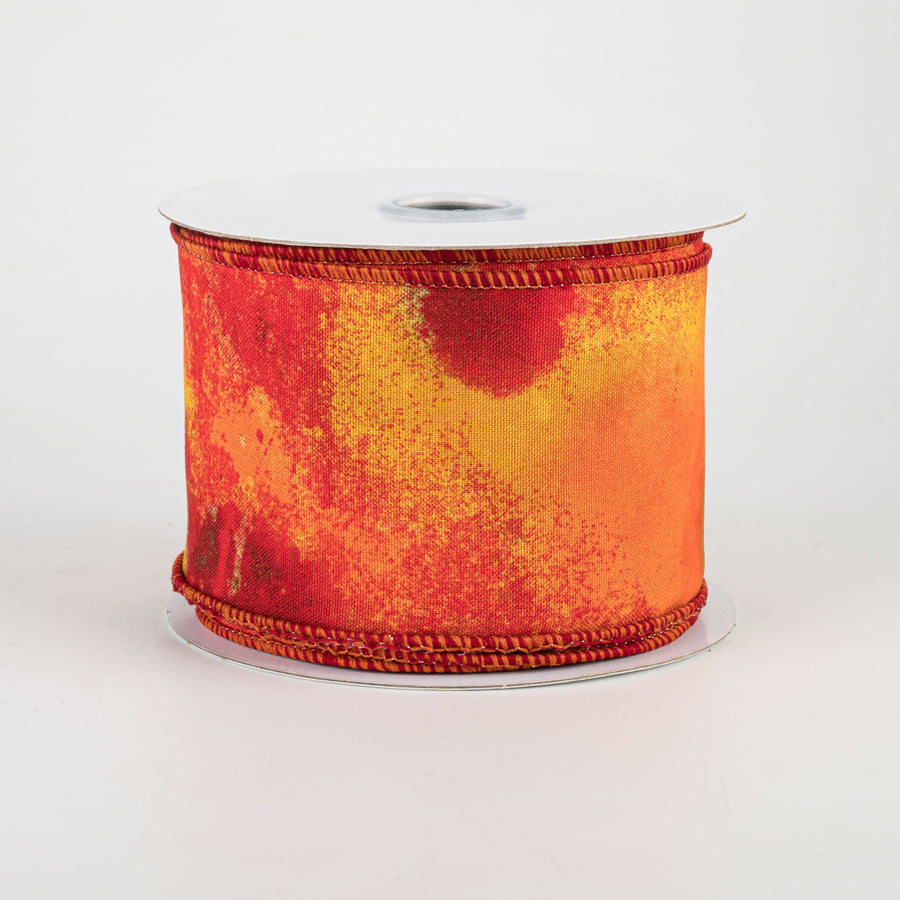 2.5" Watercolor Blend Ribbon: Mustard, Orange, Rust, Moss (10 Yards)