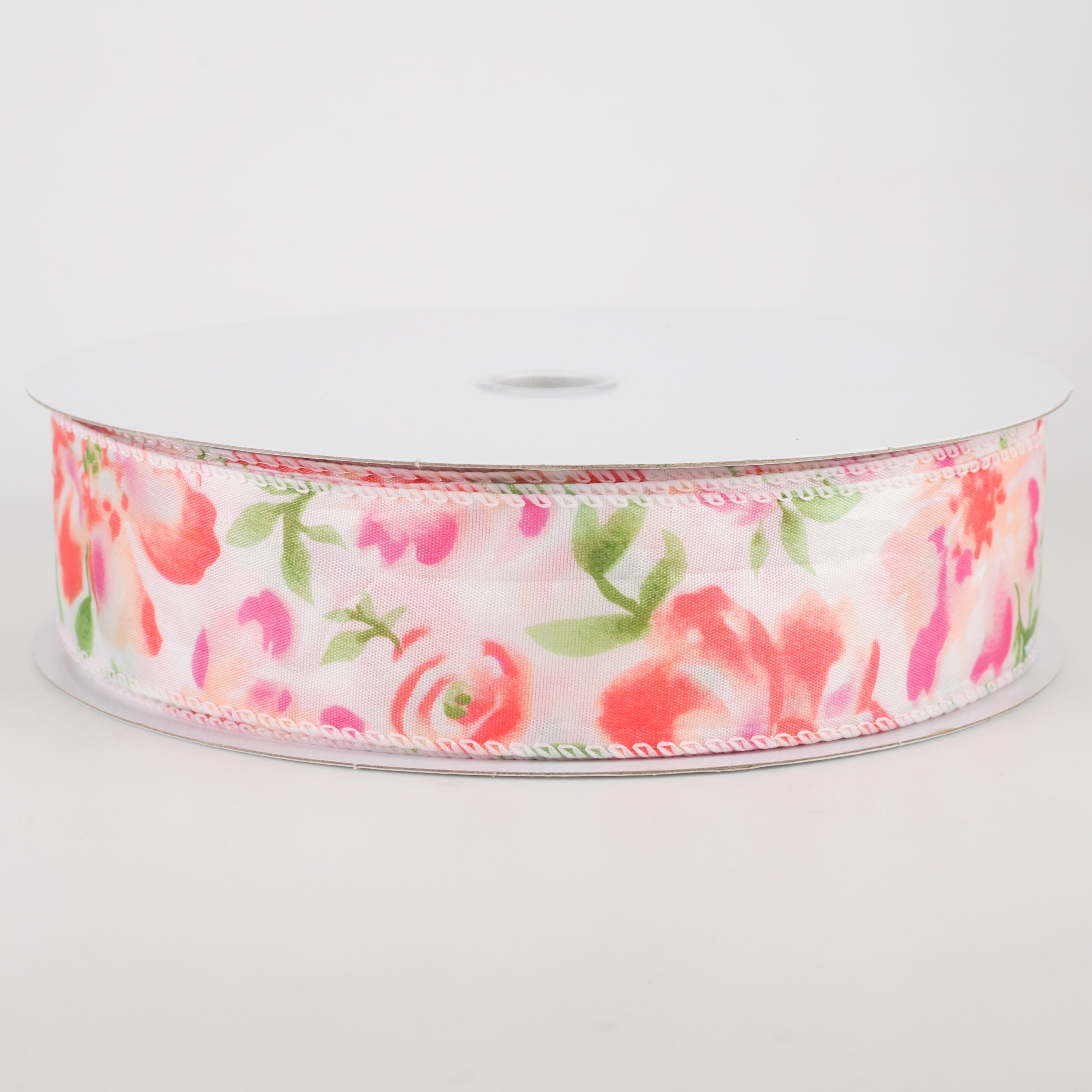 1.5" Watercolor Roses Ribbon: Blush (50 Yards)