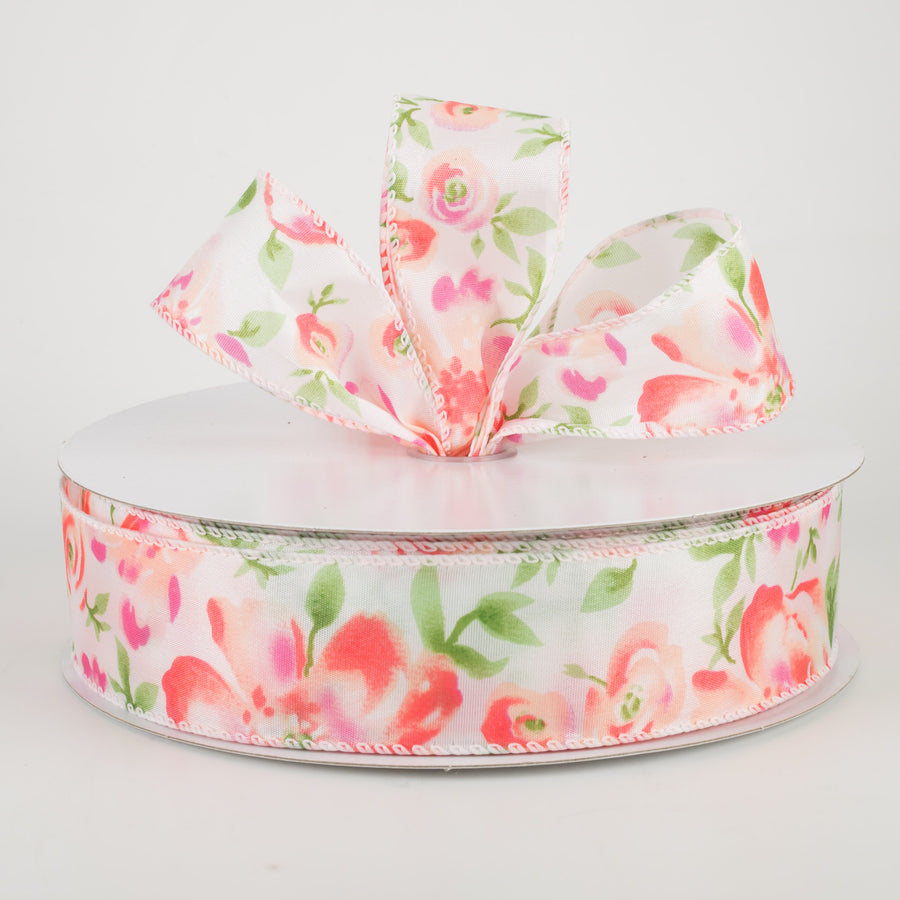 1.5" Watercolor Roses Ribbon: Blush (50 Yards) Lifestyle Photo