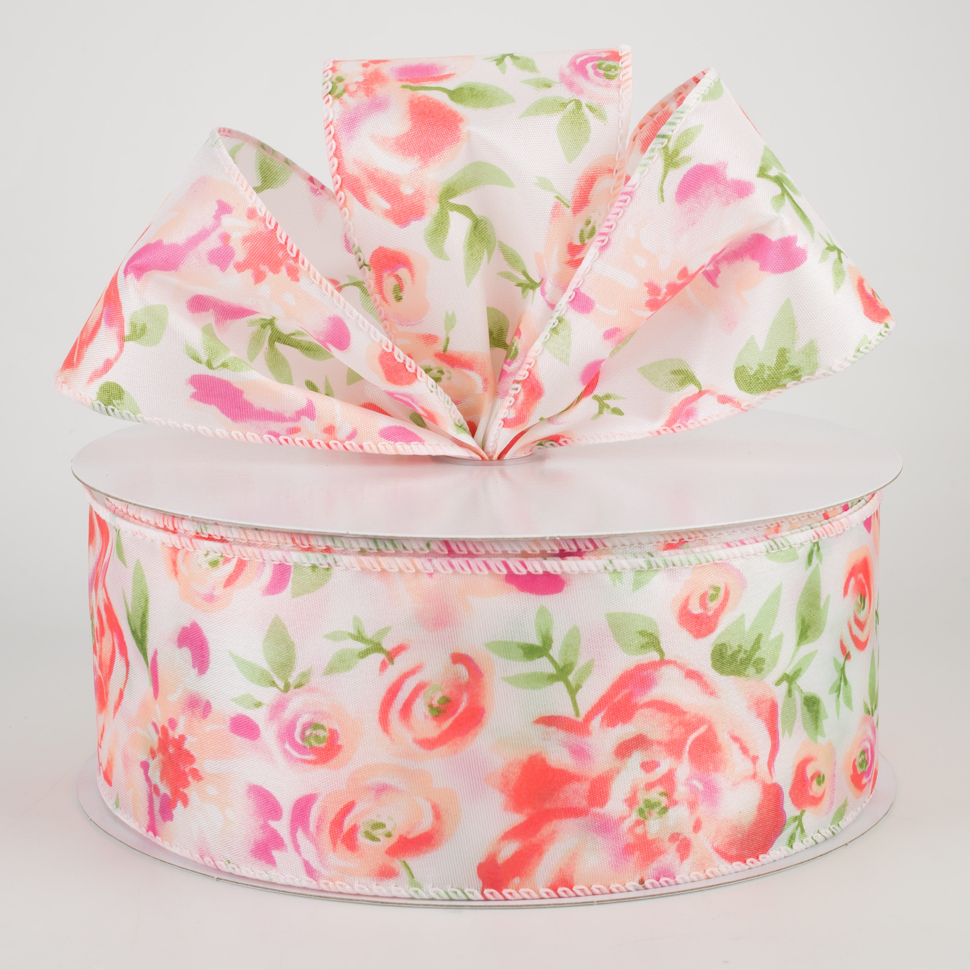 2.5" Watercolor Roses Ribbon: Blush (50 Yards) Lifestyle Photo
