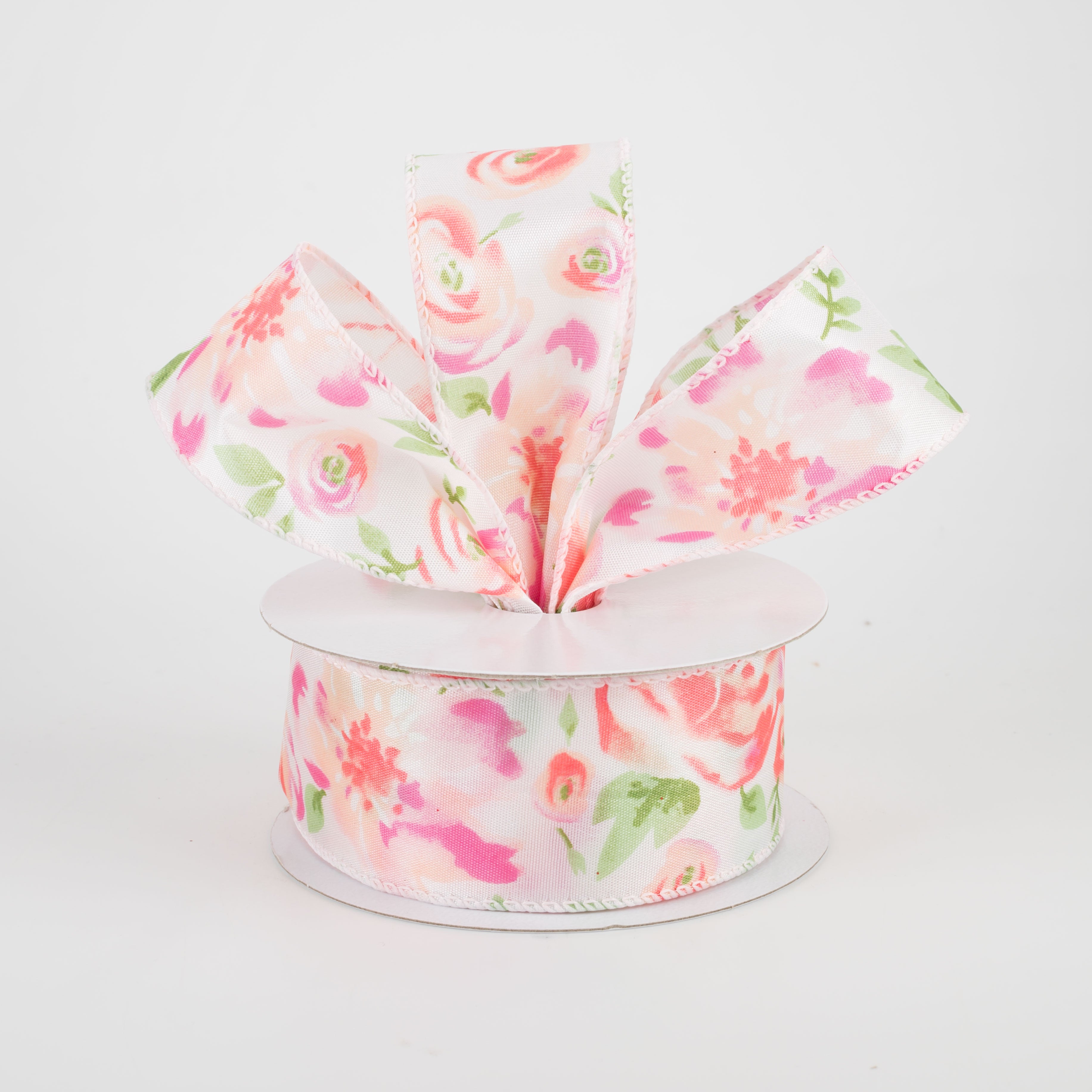 1.5" Watercolor Roses Ribbon: Blush (10 Yards) Lifestyle Photo