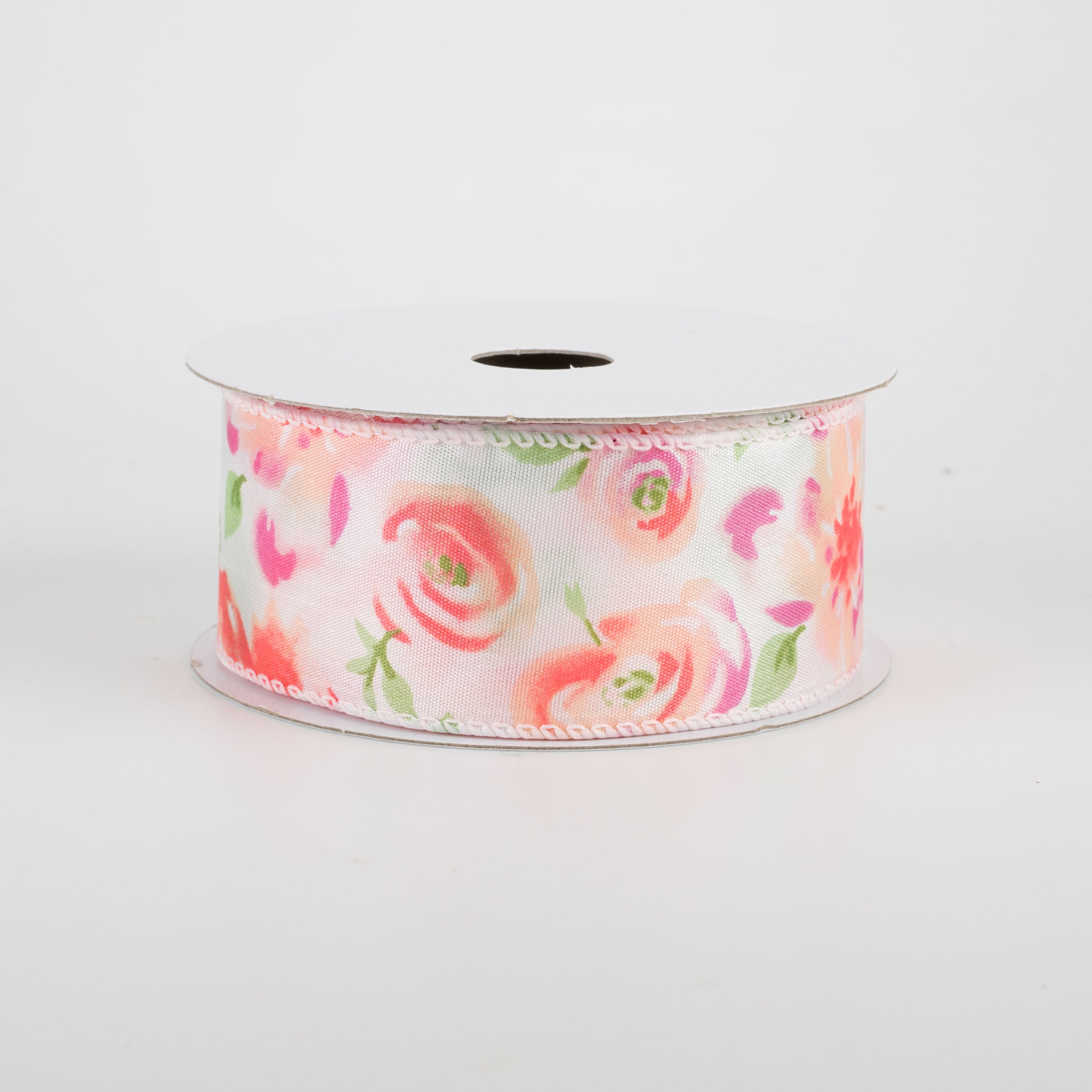 1.5" Watercolor Roses Ribbon: Blush (10 Yards)