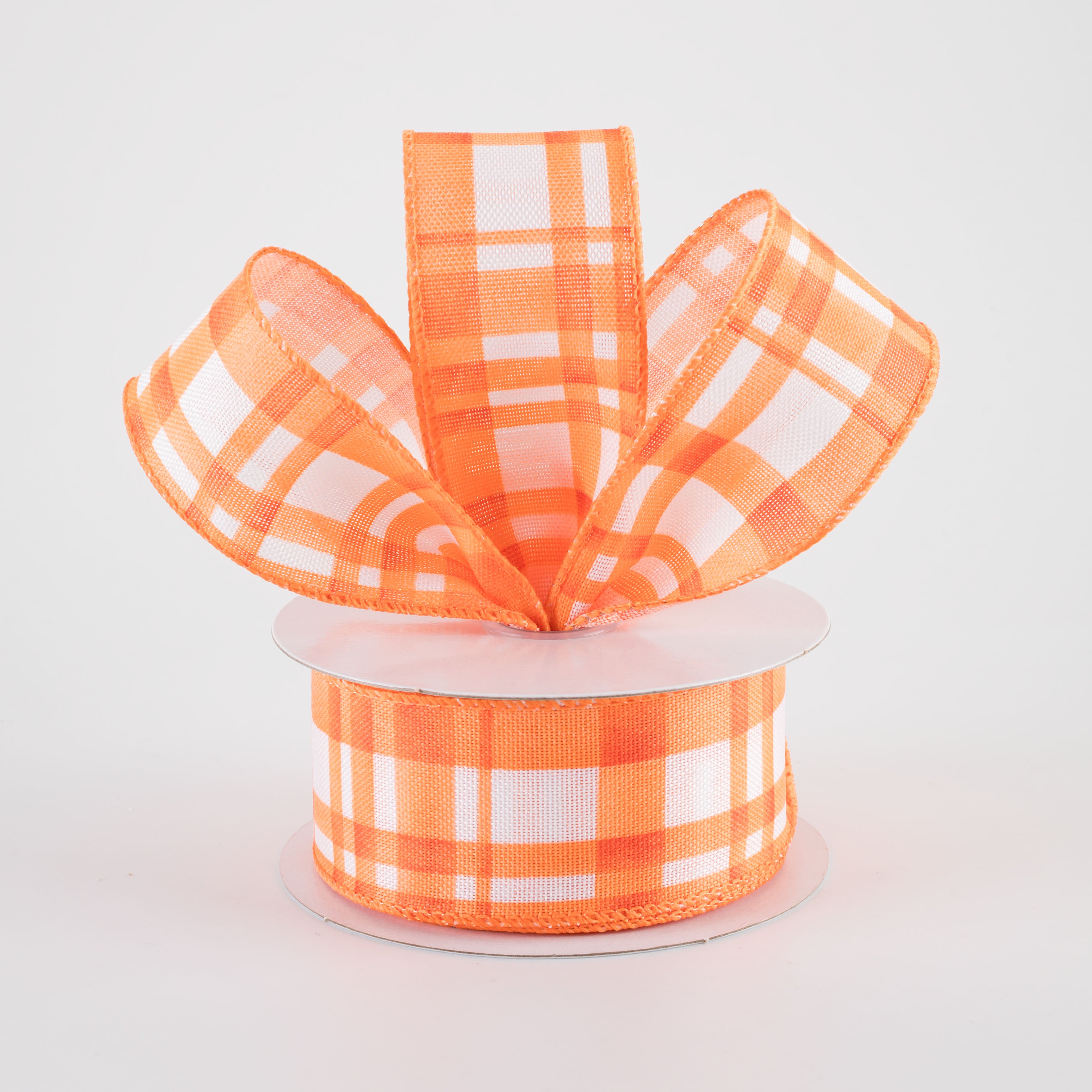 1.5 Watercolor Tuttola Plaid Ribbon: Orange (10 Yards) Lifestyle Photo