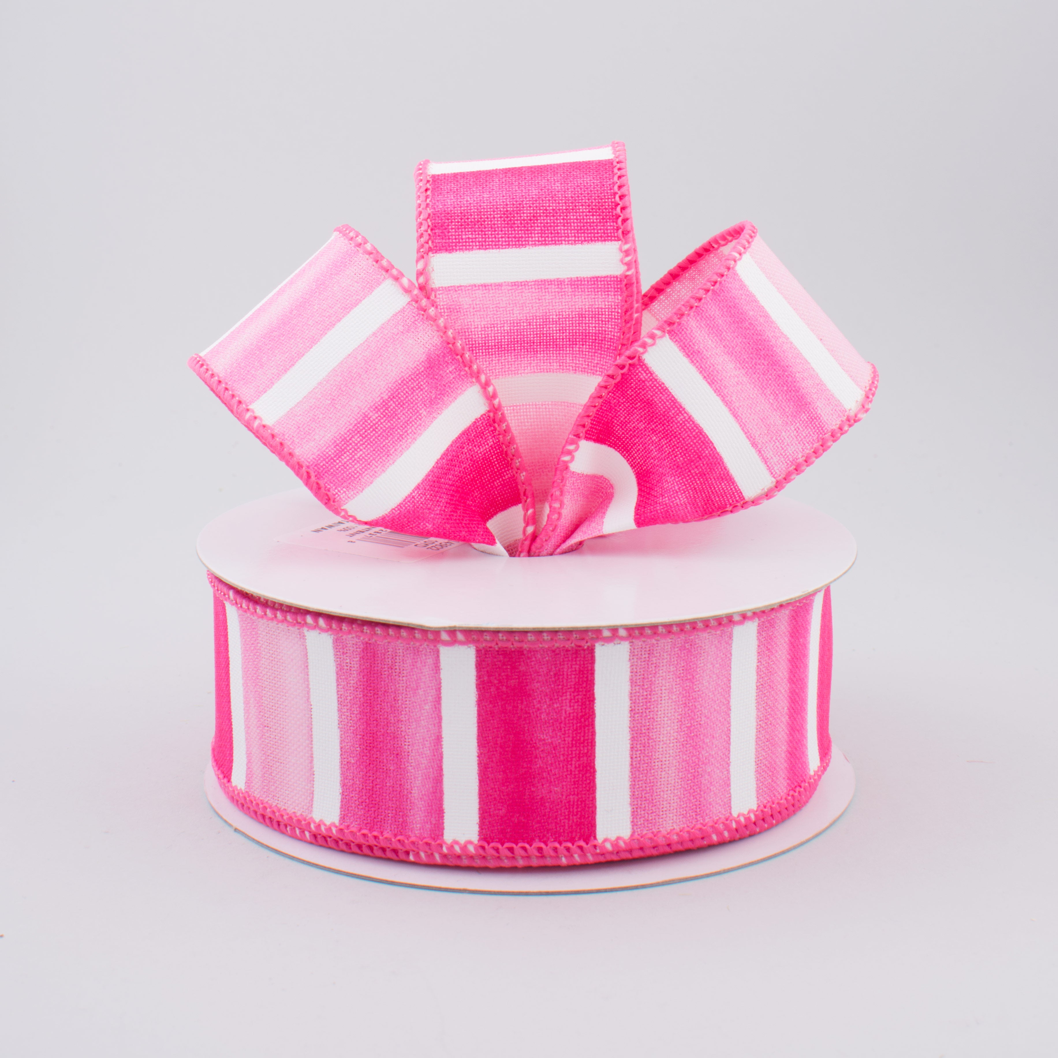 1.5" Watercolor Wide Stripe Ribbon: Pink & White (10 Yards) Lifestyle Photo