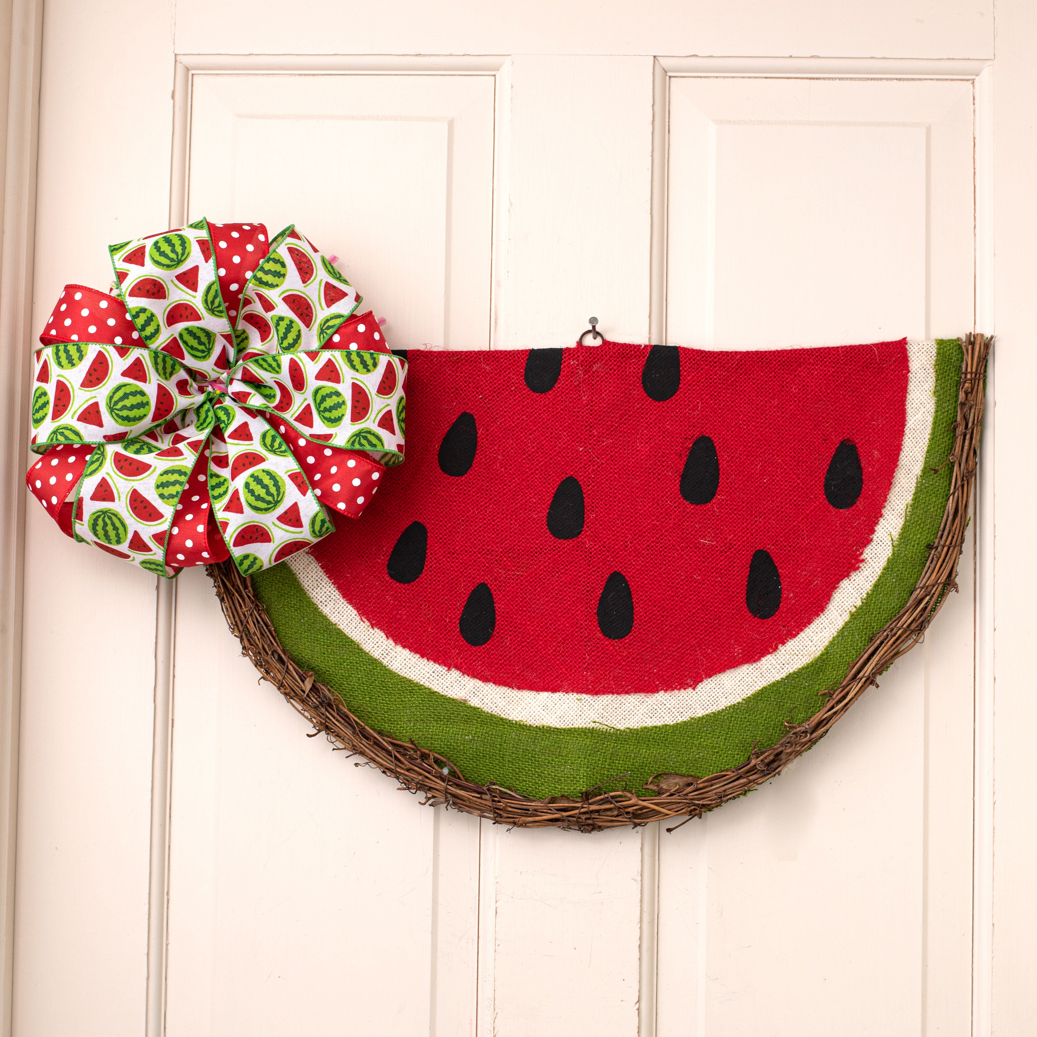 21" Watermelon Half Slice Grapevine Hanger Lifestyle Photo