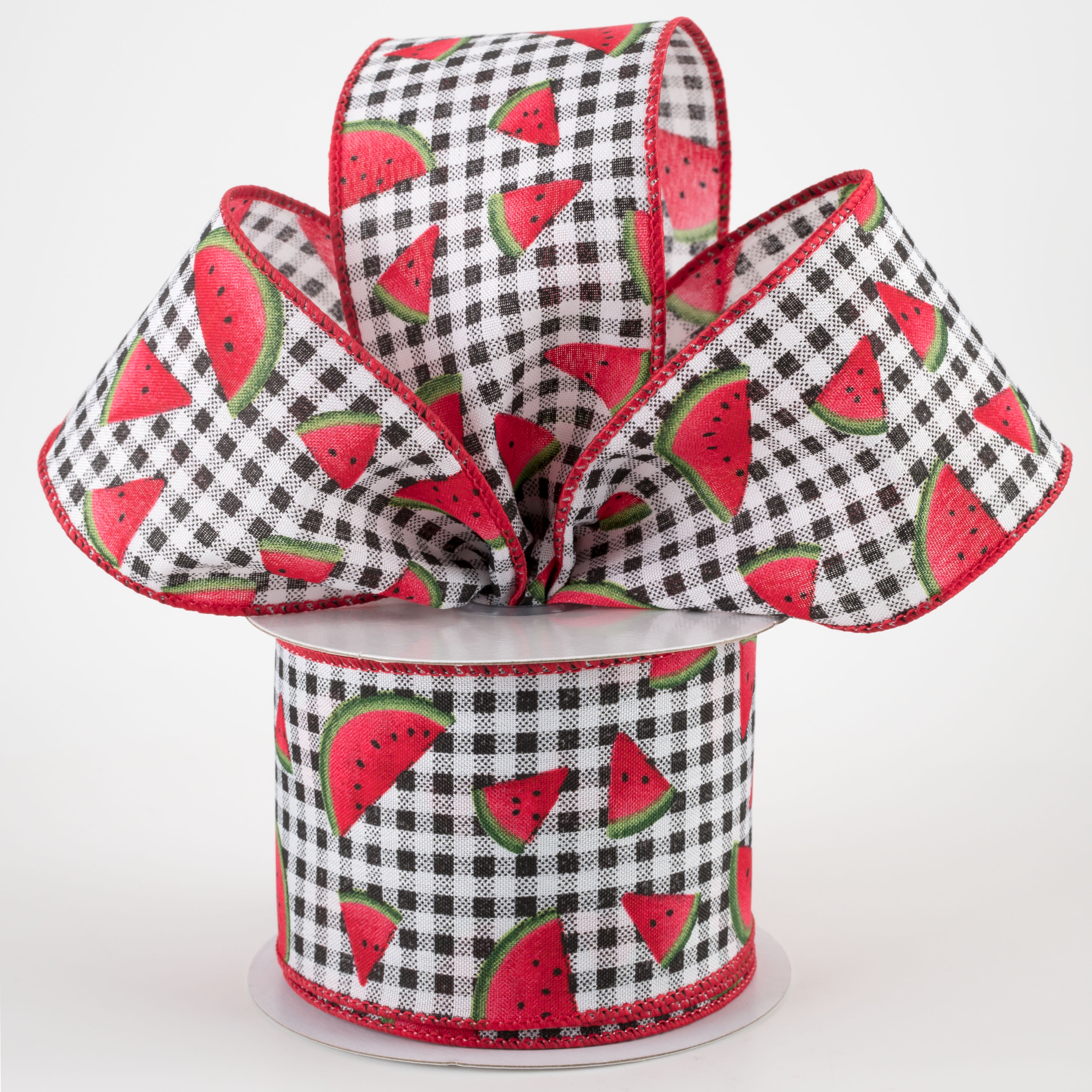 2.5" Watermelon Slice Gingham Ribbon (10 Yards) Lifestyle Photo