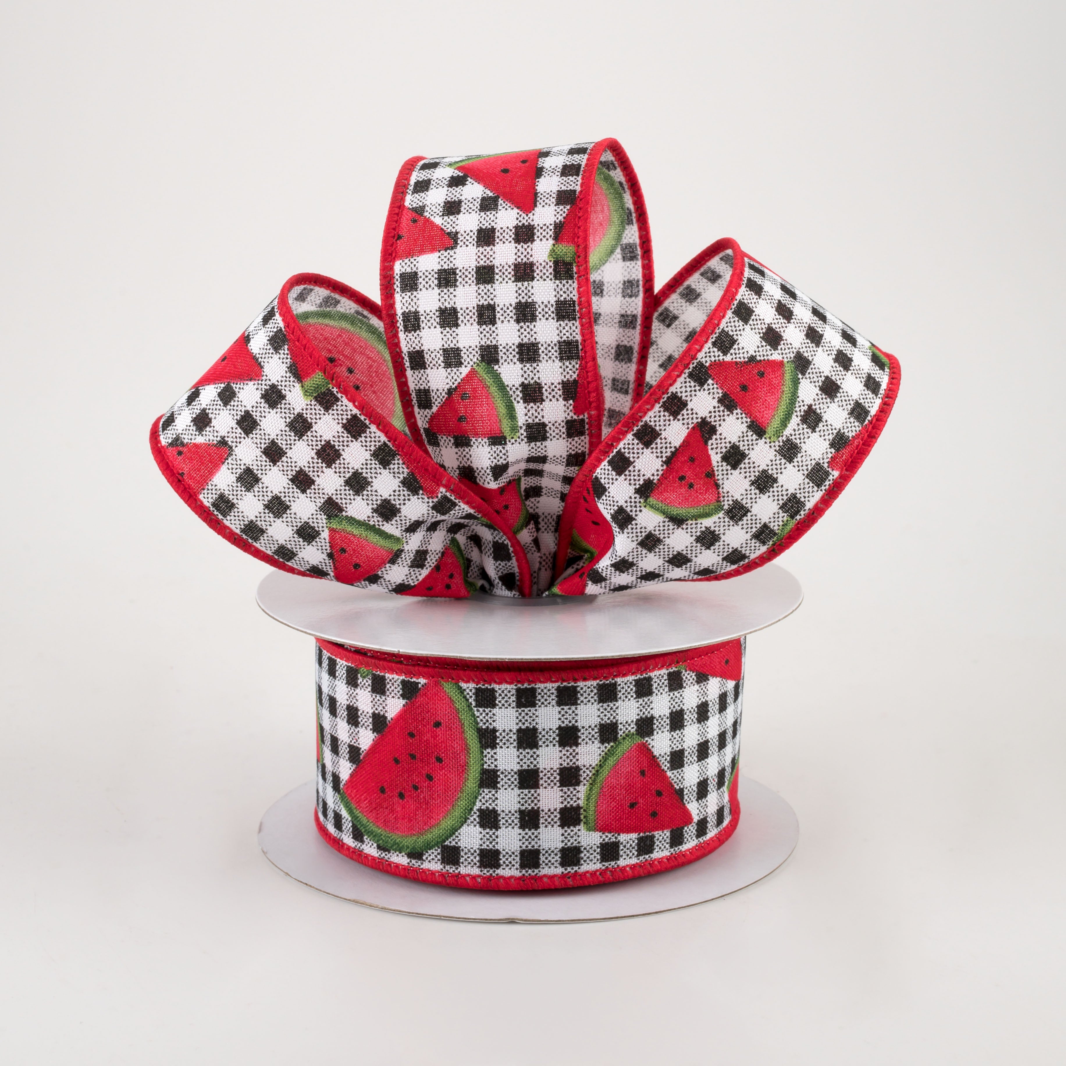 1.5" Watermelon Slice Gingham Ribbon (10 Yards) Lifestyle Photo
